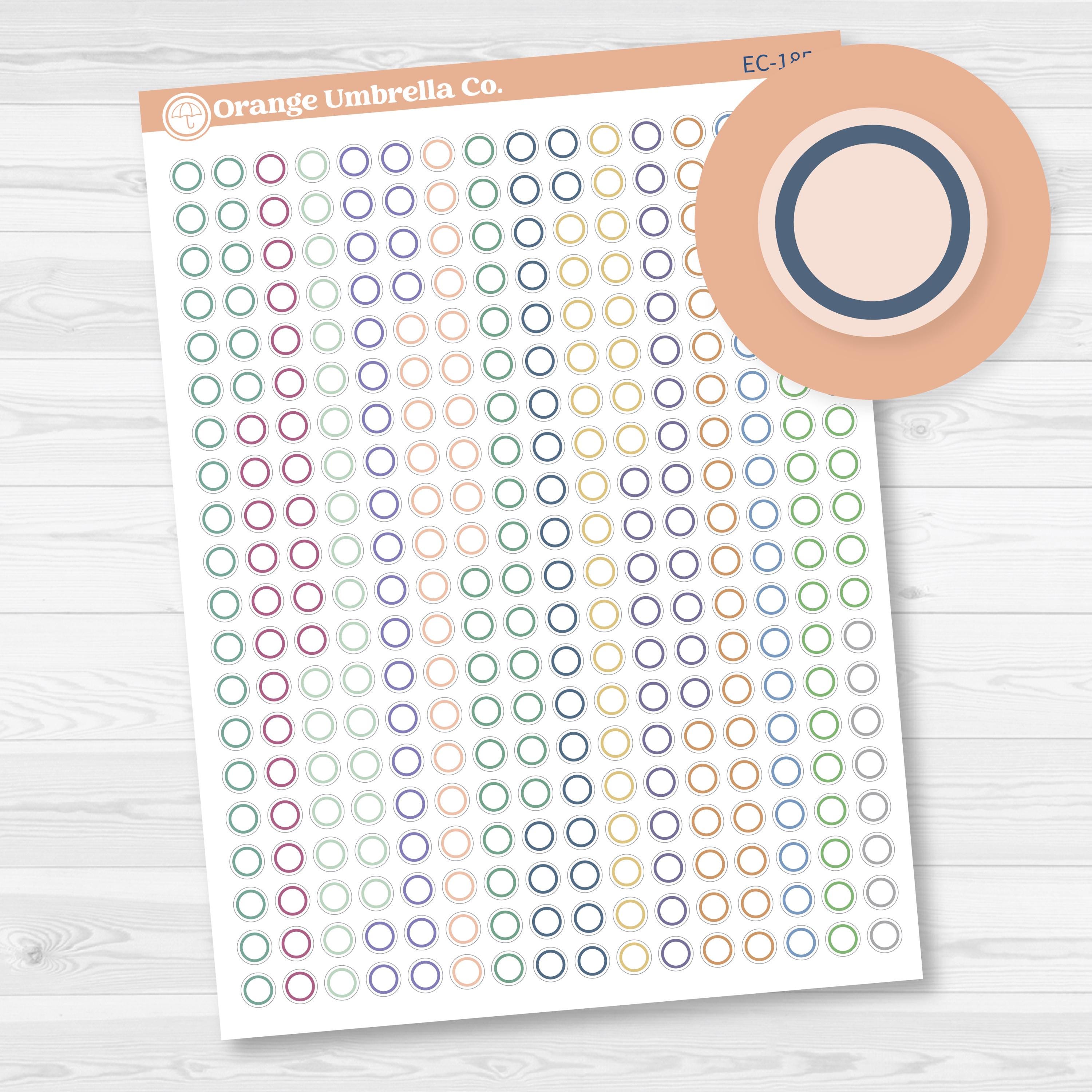 EC Outline Mini Circle Planner Stickers | Clear Matte | 2025-2026 Colors | EC-185-CM