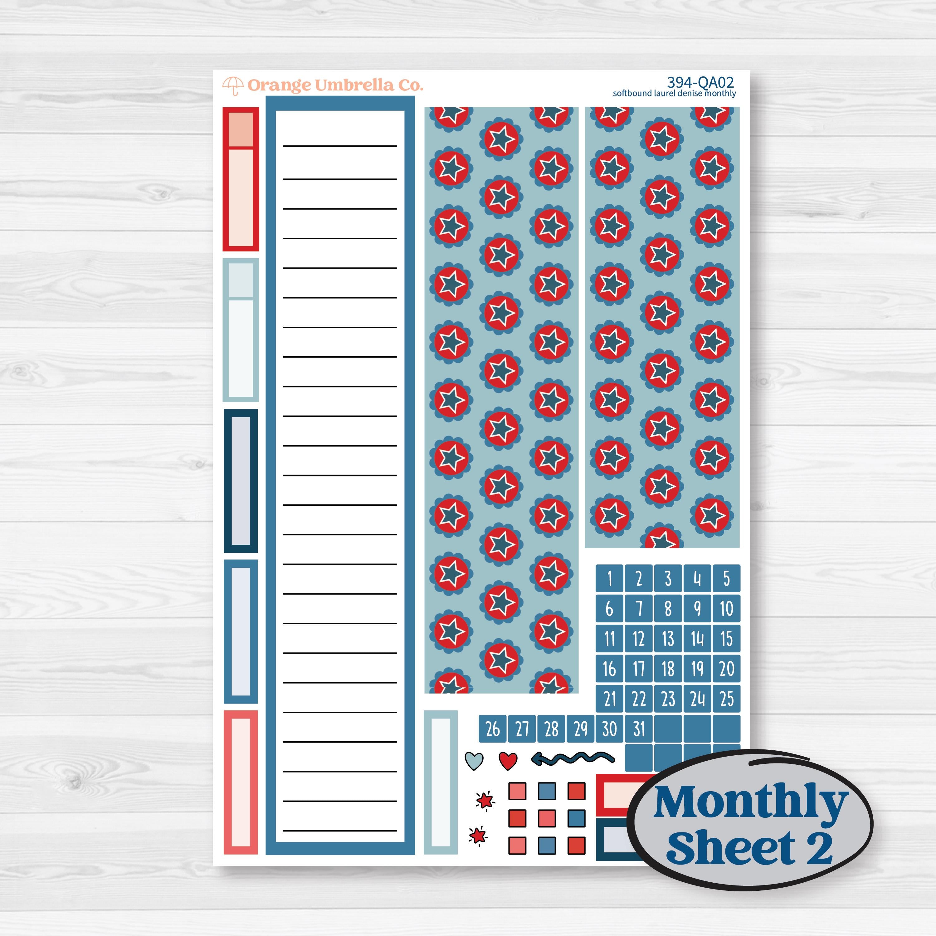 Independence Day | Laurel Denise Softbound Monthly Planner Sticker Kit | Vertical & Horizontal | Freedom | KIT-394-QA