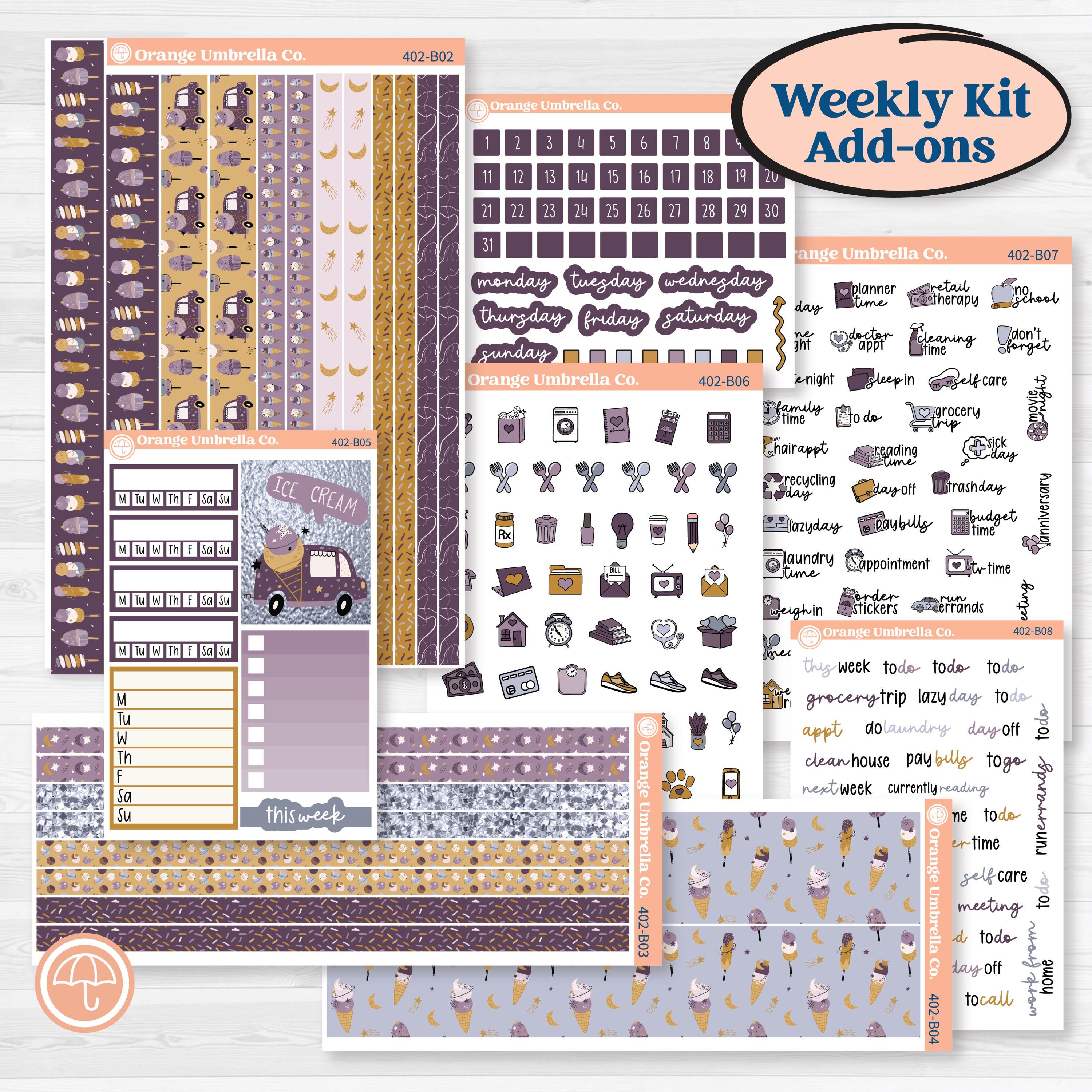 Ice Cream Celestial Kit | Weekly Add-On Planner Kit Stickers | Scoops of Jupiter | KIT-402-B