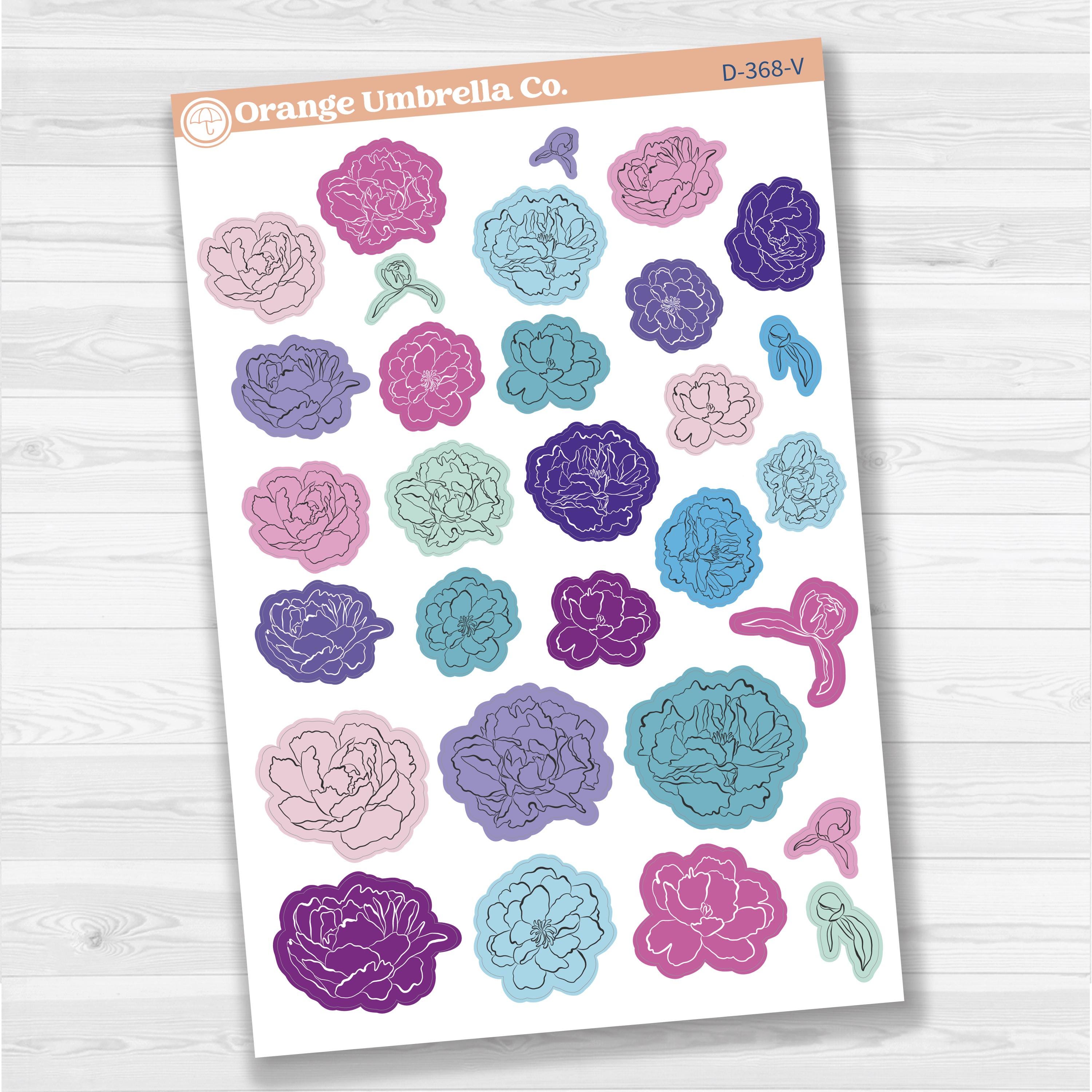 Peony Floral Deco Stickers | Decorative Planner Stickers | D-368