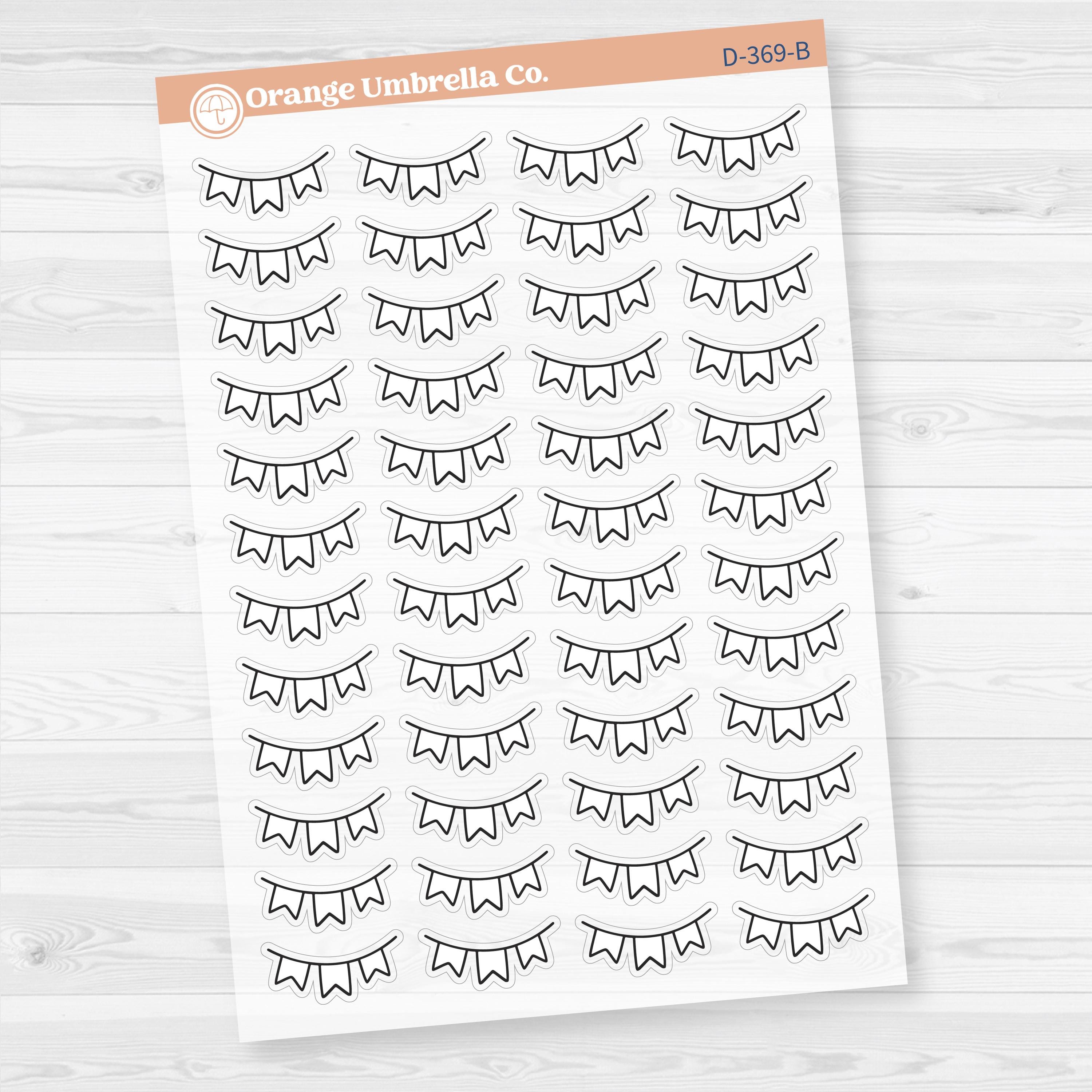Pennant Banner Planner Deco | Decorative Planner Stickers | Clear Matte | D-369-BCM