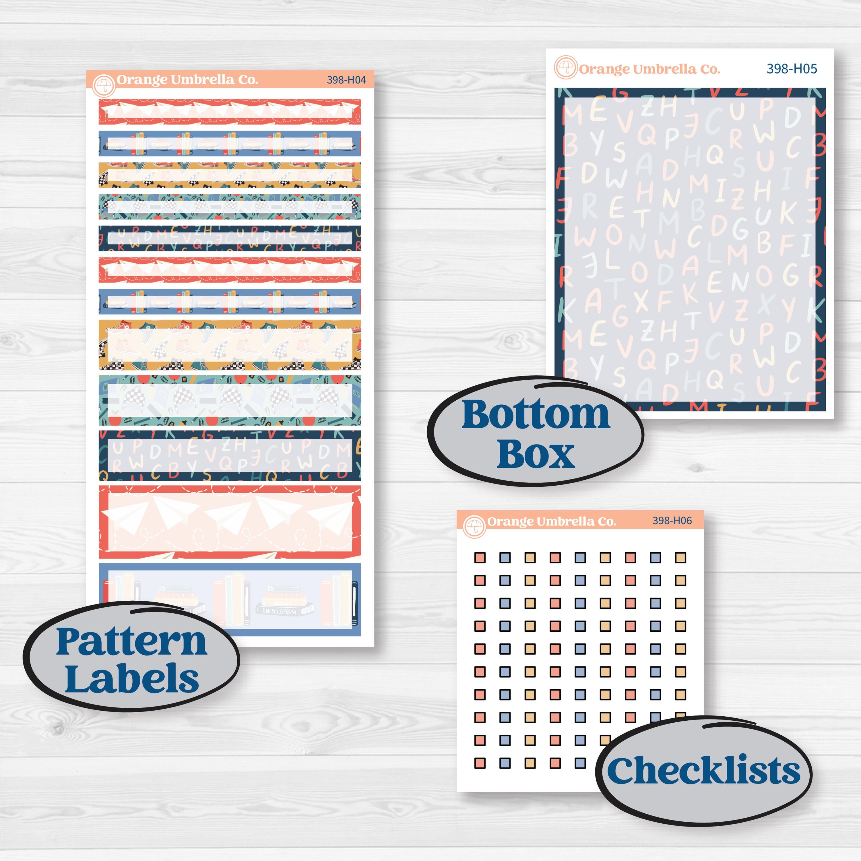 Back to School Kit | 7x9 Compact Vertical Planner Kit Stickers | First Day Back | KIT-398-H