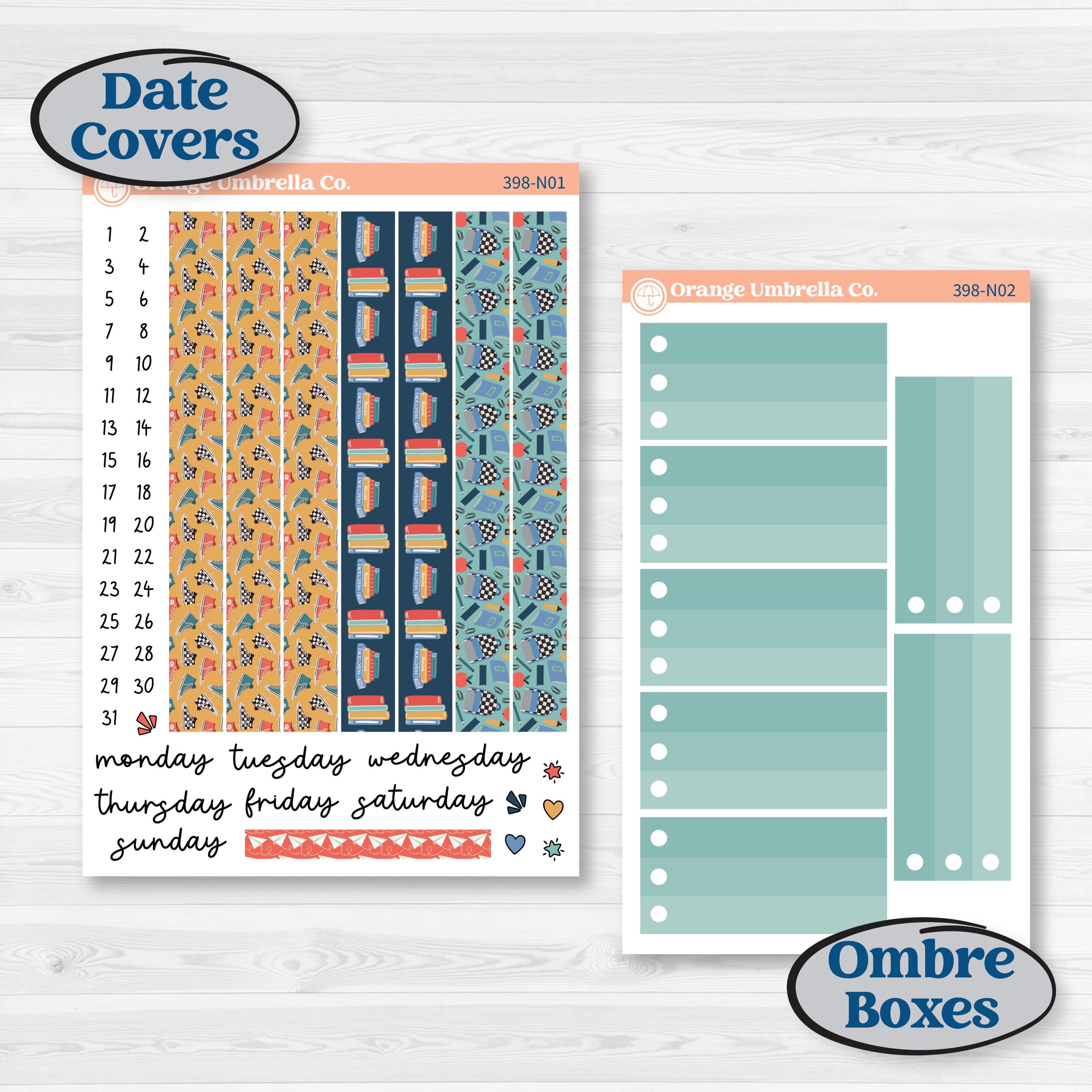 Back to School Kit | A5 Plum Daily Planner Kit Stickers | First Day Back | KIT-398-N