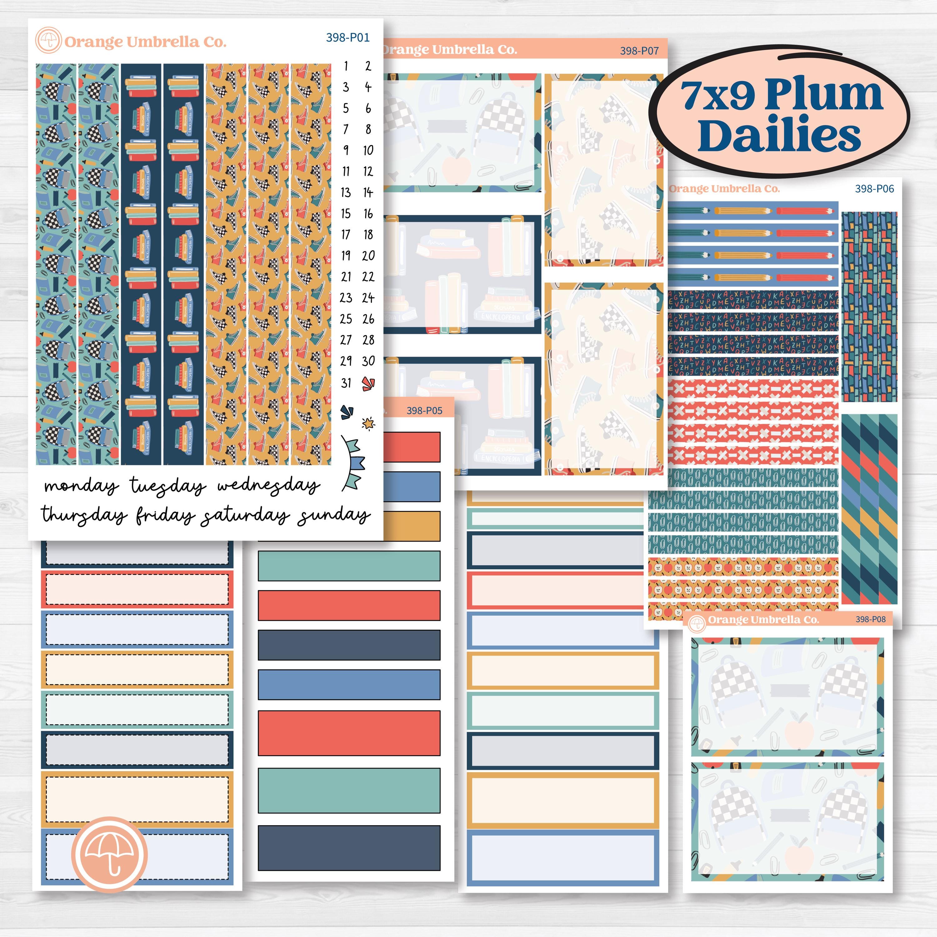 Back to School Kit | 7x9 Plum Daily Planner Kit Stickers | First Day Back | KIT-398-P