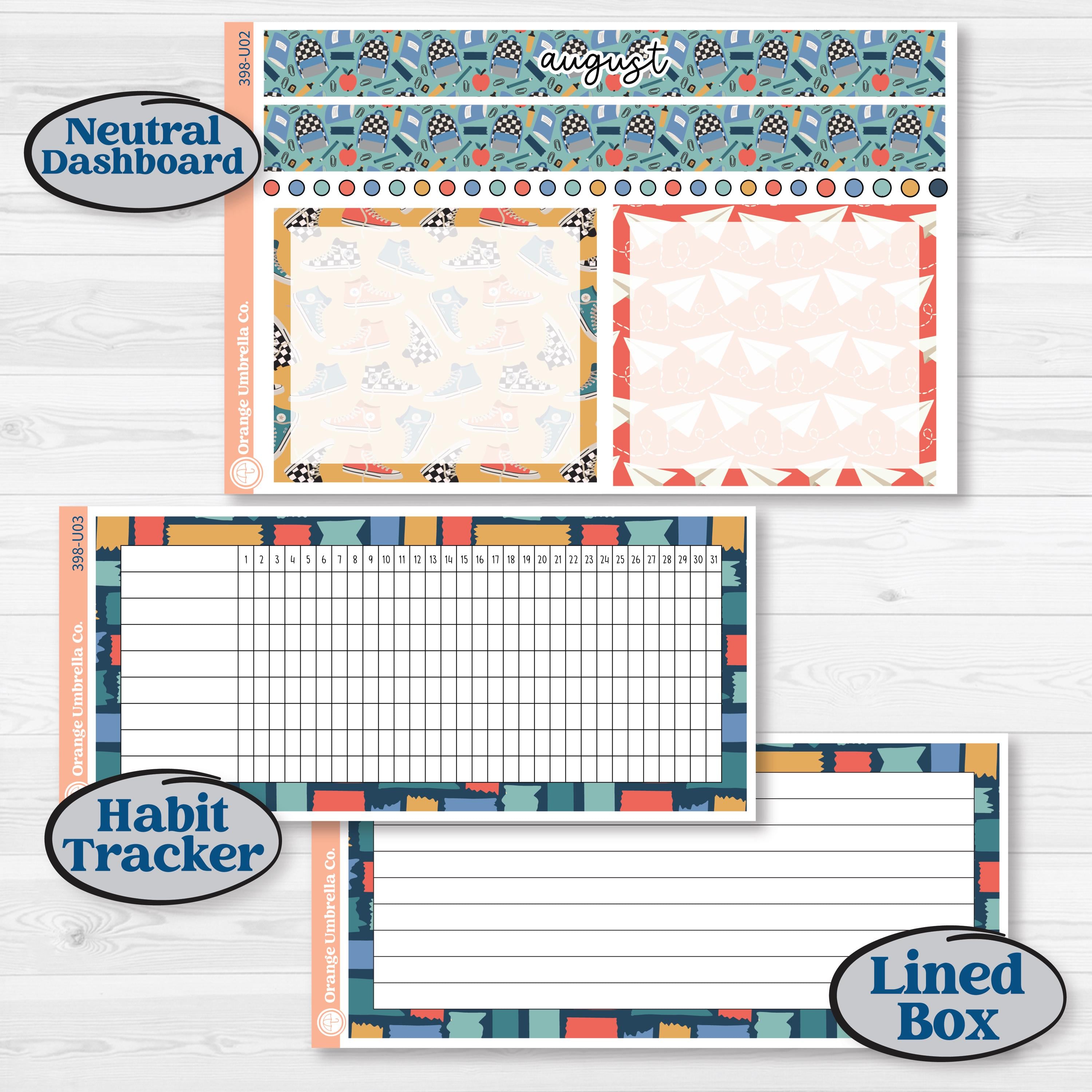 Back to School Kit | 8.5x11 Plum Monthly & Dashboard Planner Kit Stickers | First Day Back | KIT-398-U