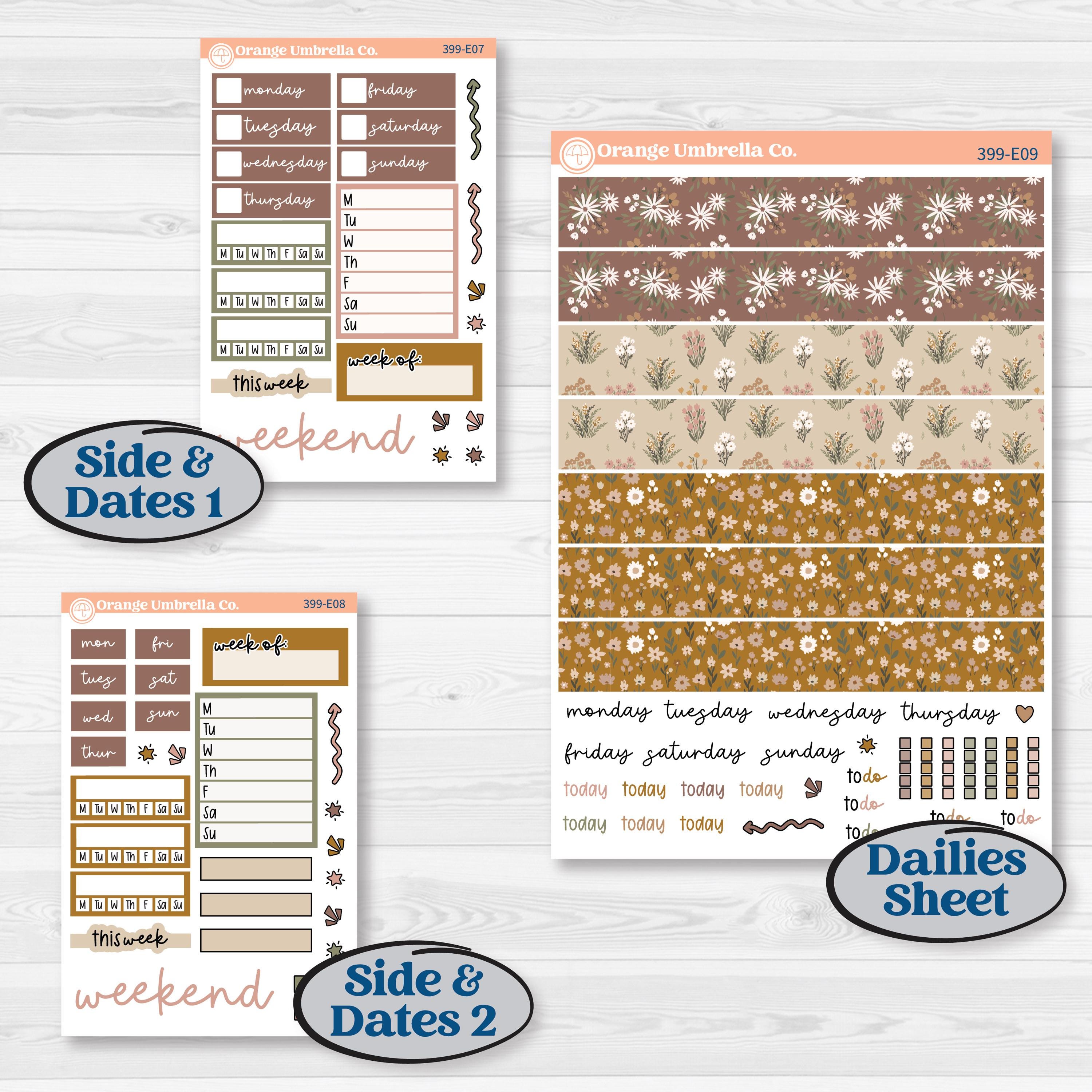 Summer or Fall Floral Kit | Hobonichi Cousin Weekly & Daily Planner Kit Stickers | Eloise | KIT-399-E