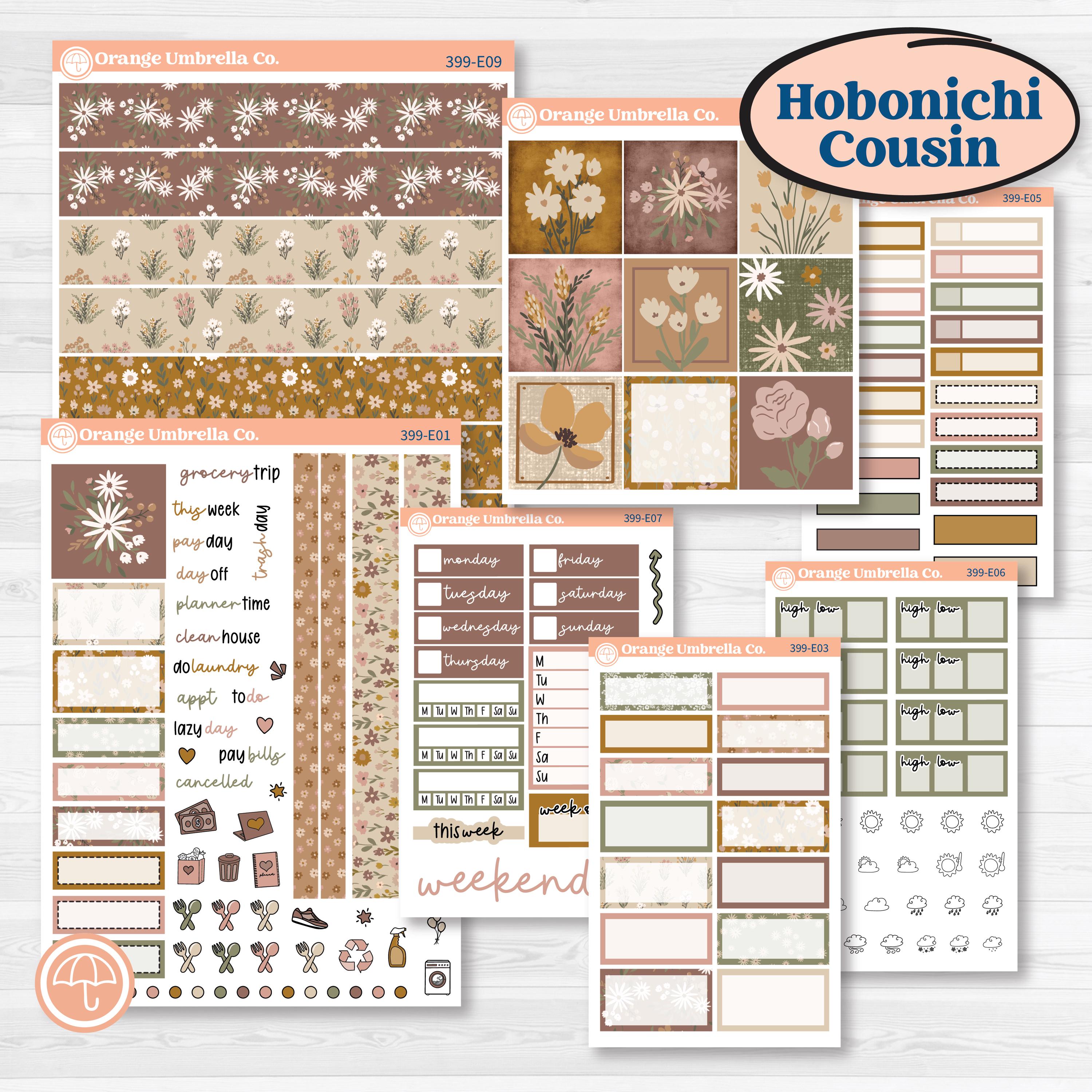 Summer or Fall Floral Kit | Hobonichi Cousin Weekly & Daily Planner Kit Stickers | Eloise | KIT-399-E