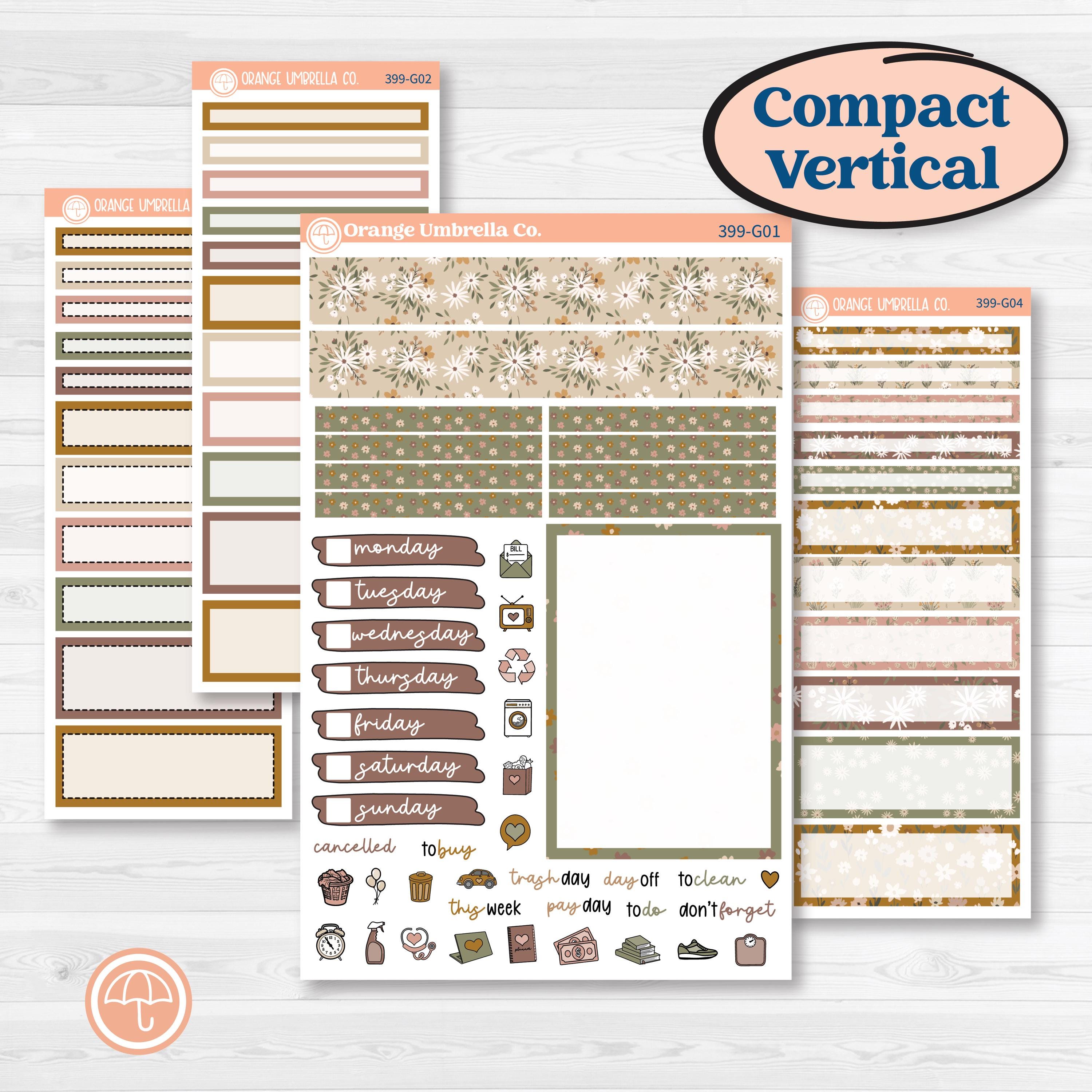 Summer or Fall Floral Kit | A5 Compact Vertical Planner Kit Stickers for Erin Condren | Eloise | KIT-399-G