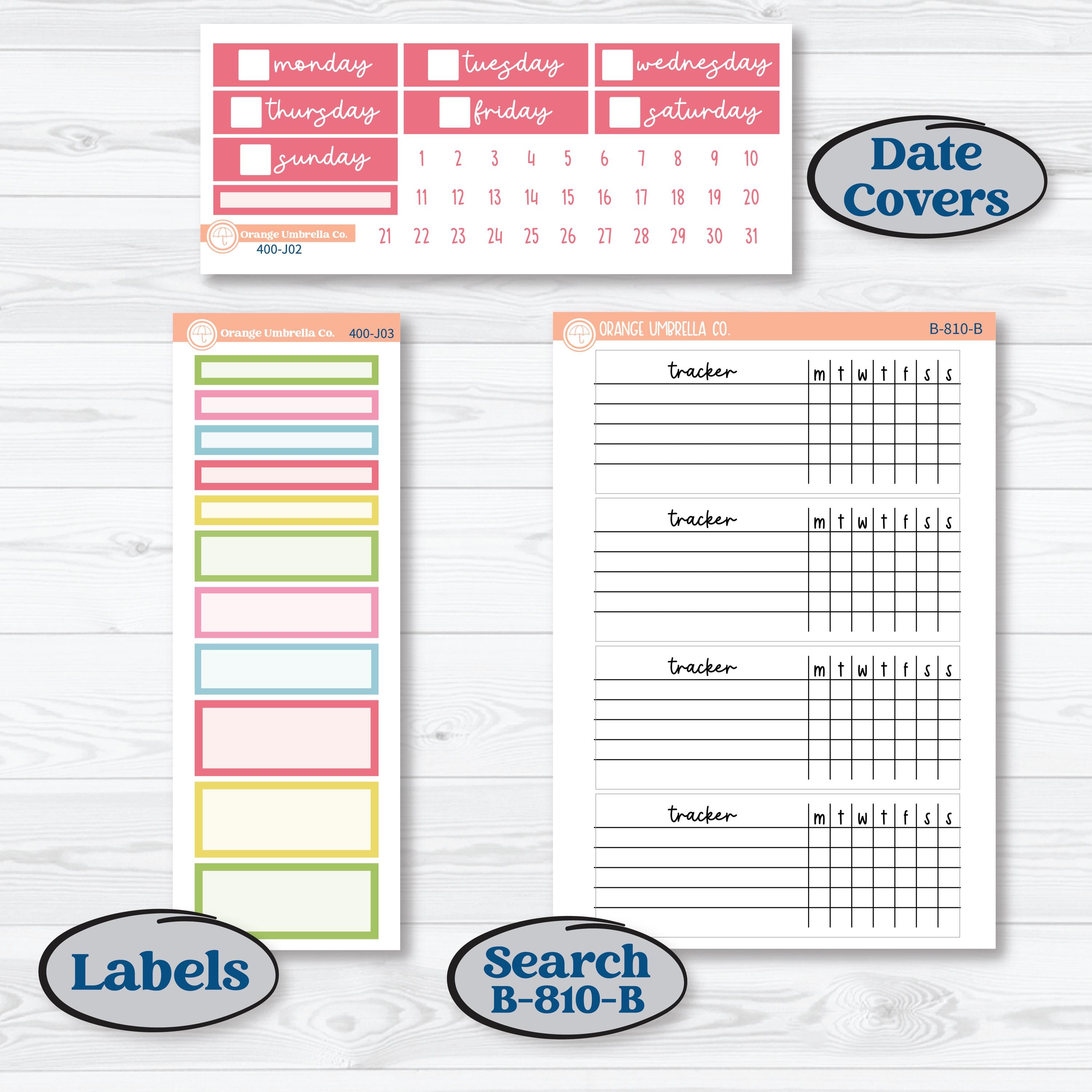 Flamingos Kit | Plum Vertical Priorities 7x9 Planner Kit Stickers | Flamboyance | KIT-400-J