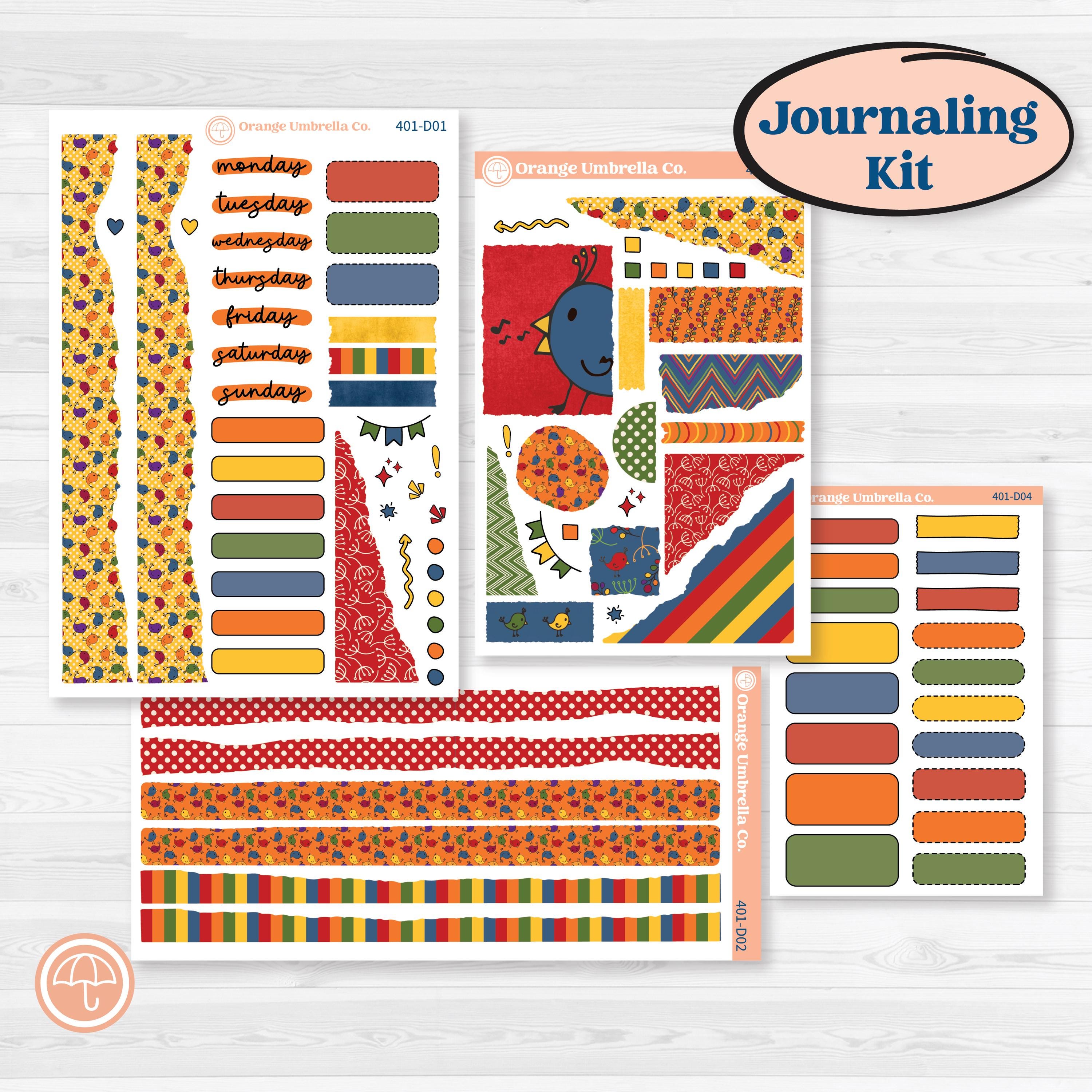 Summer or Autumn Bird Kit | Journaling Kit Planner Stickers | Whimsical Birds | KIT-401-D