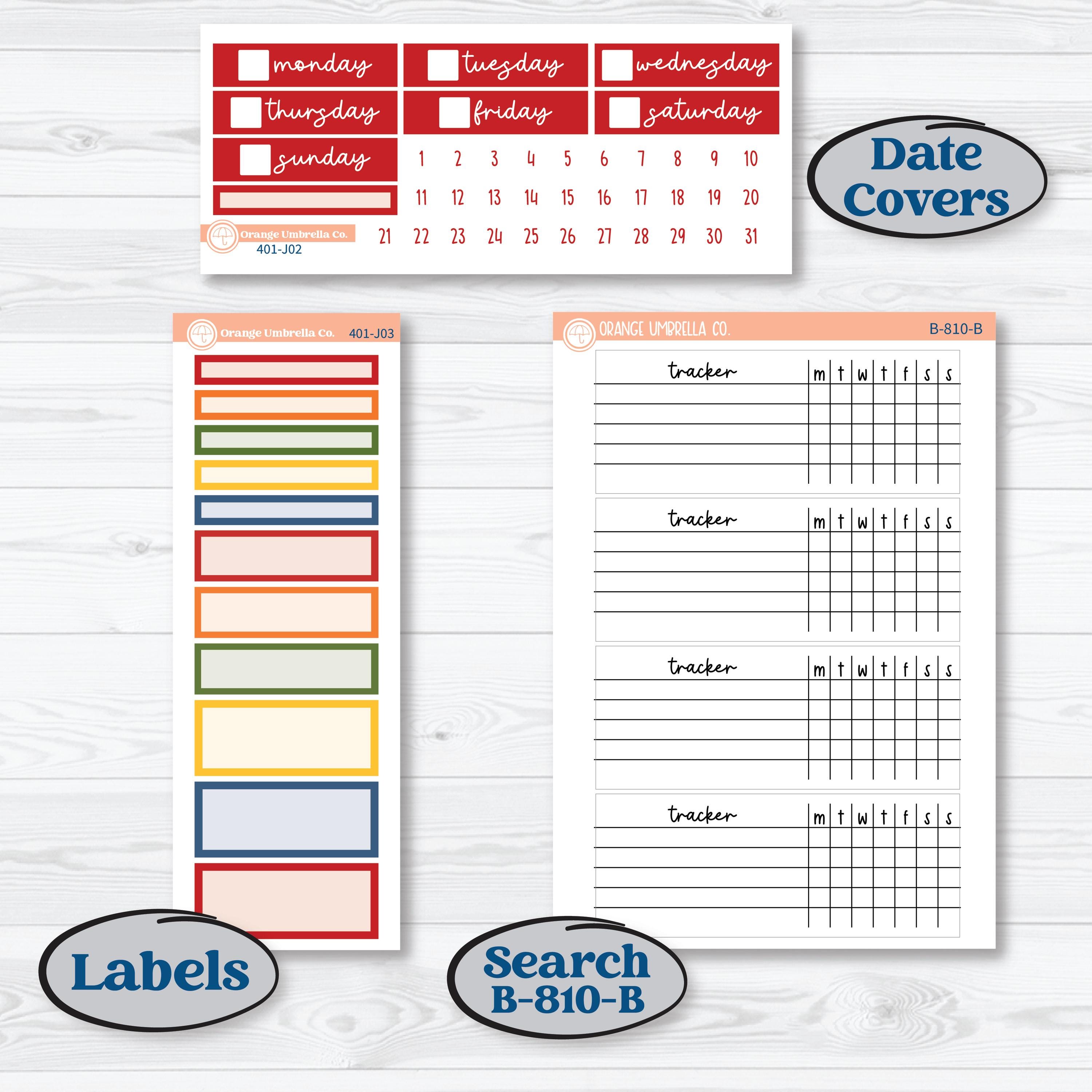 Summer or Autumn Bird Kit | Plum Vertical Priorities 7x9 Planner Kit Stickers | Whimsical Birds | KIT-401-J