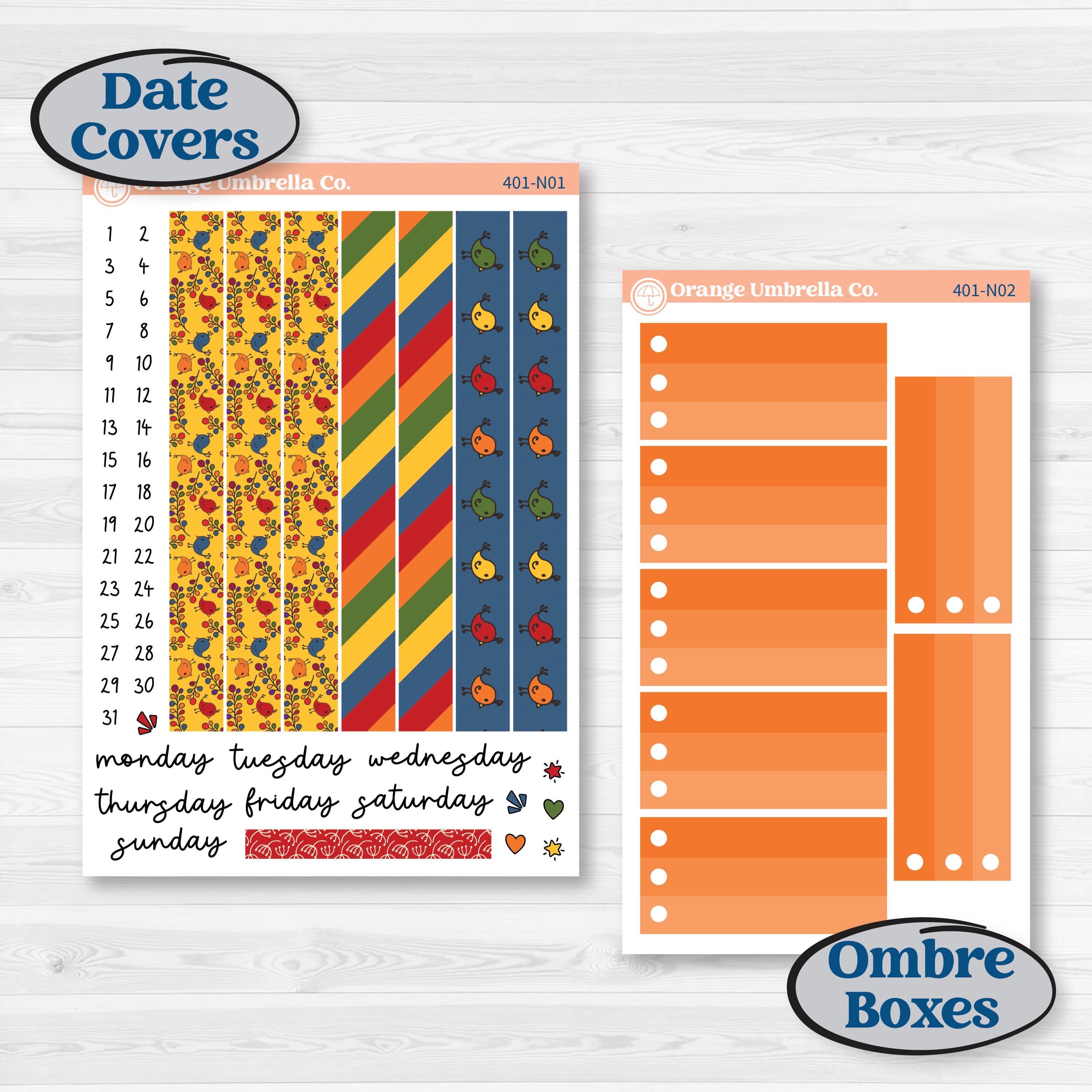 Summer or Autumn Bird Kit | A5 Plum Daily Planner Kit Stickers | Whimsical Birds | KIT-401-N