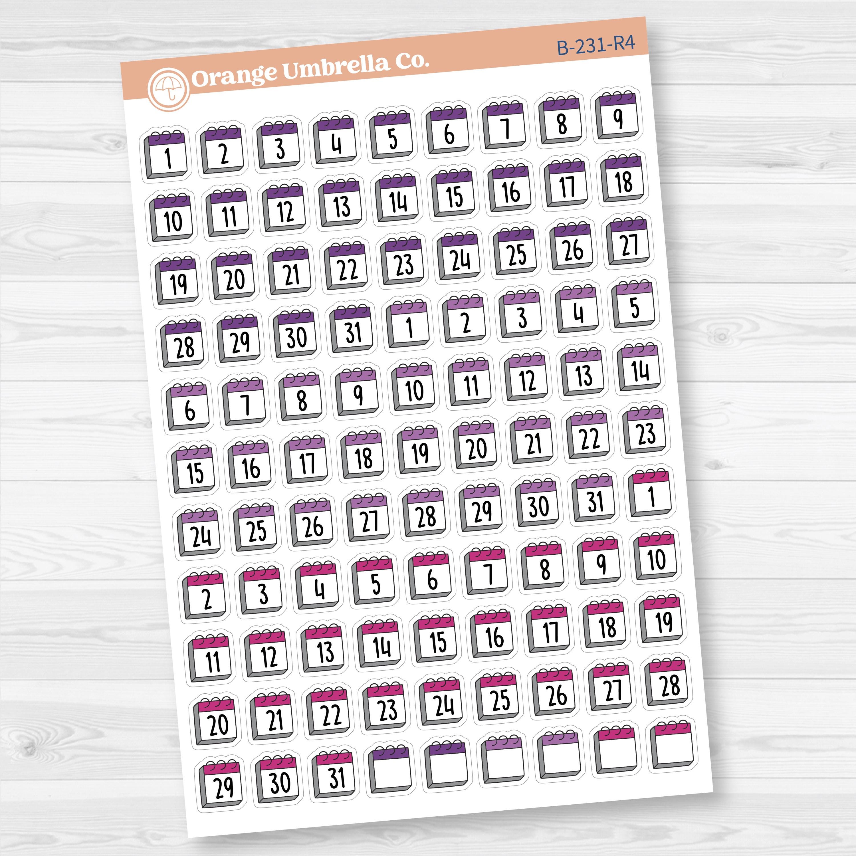Calendar Date Dots | F17 Font Monthly Planner Stickers | B-231