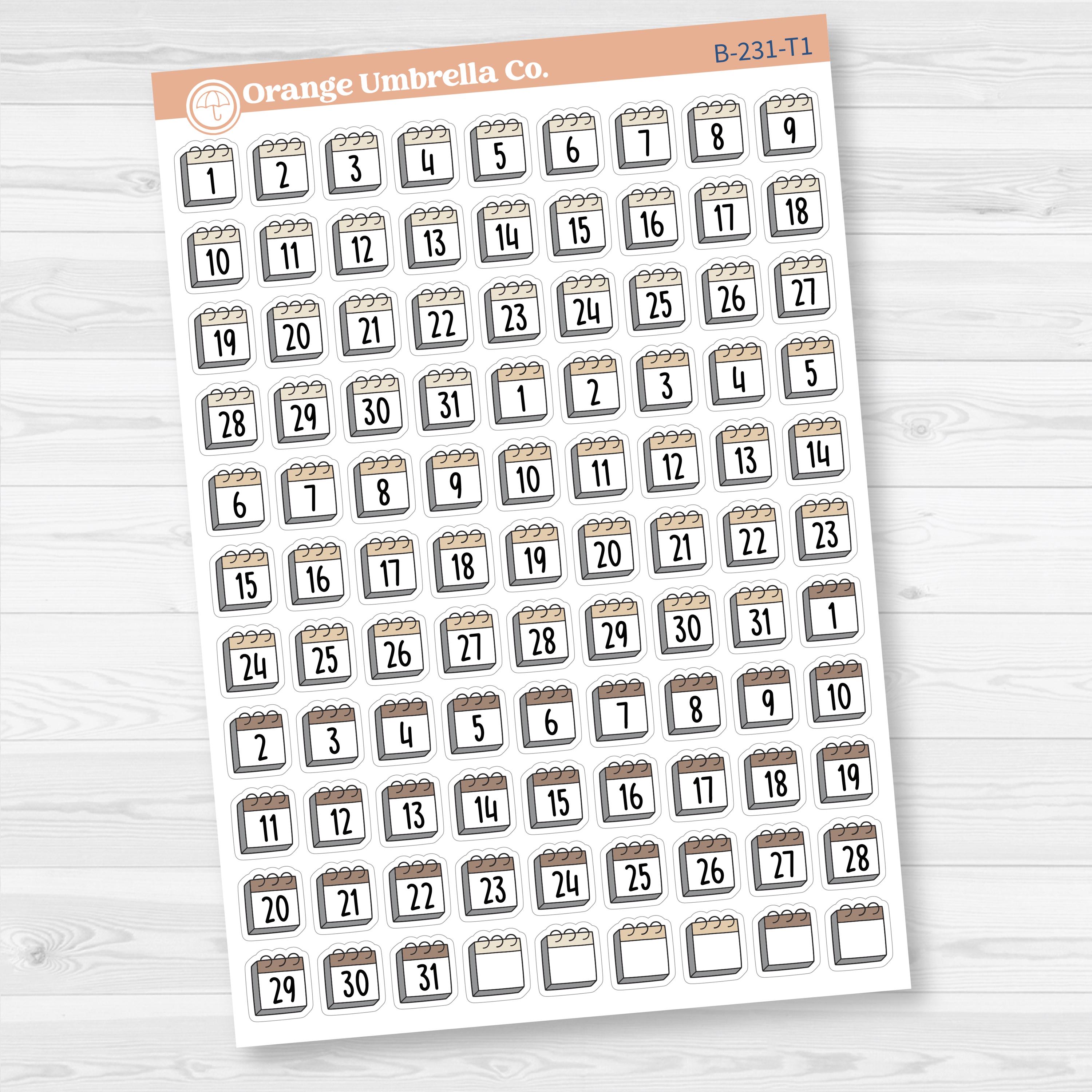 Calendar Date Dots | F17 Font Monthly Planner Stickers | B-231