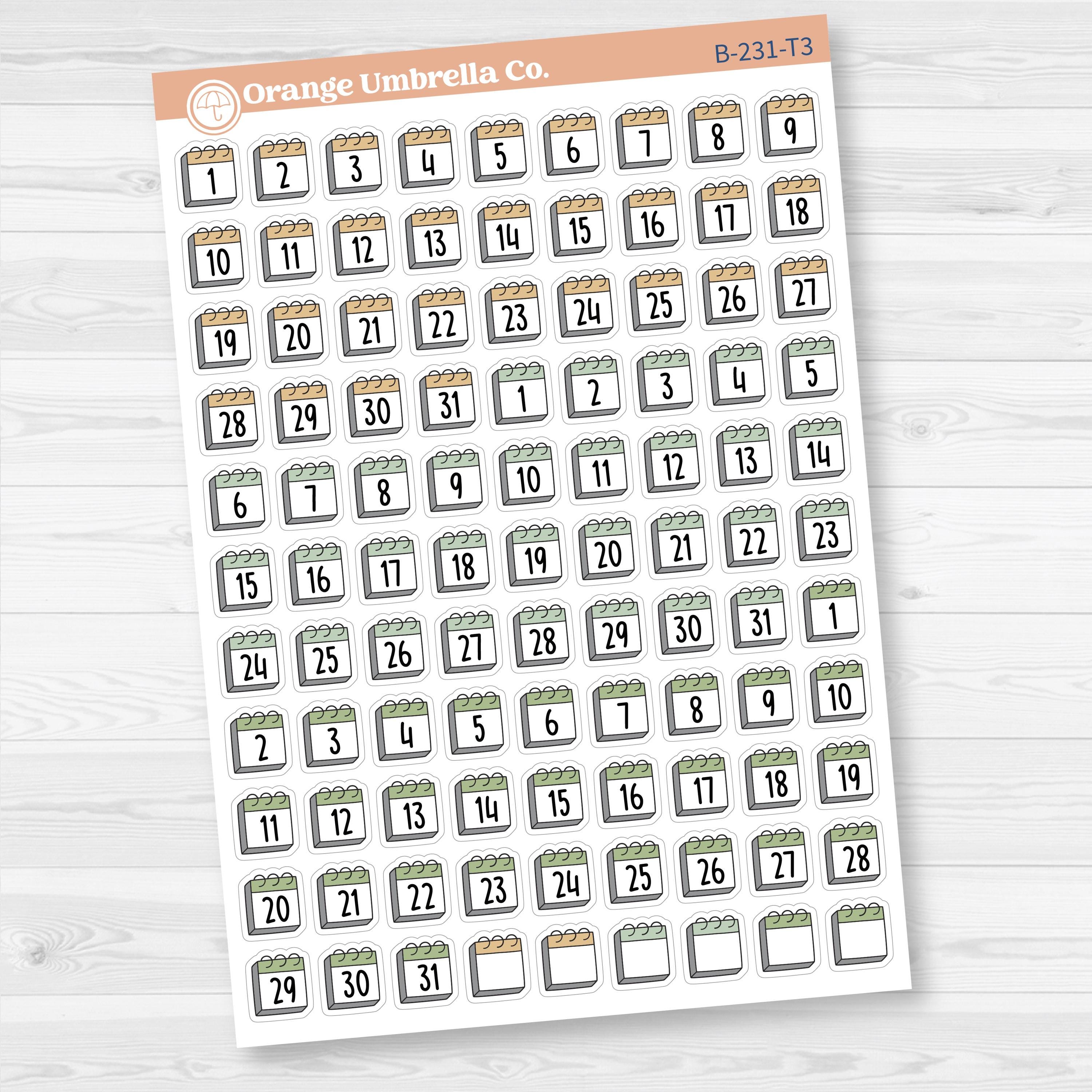 Calendar Date Dots | F17 Font Monthly Planner Stickers | B-231