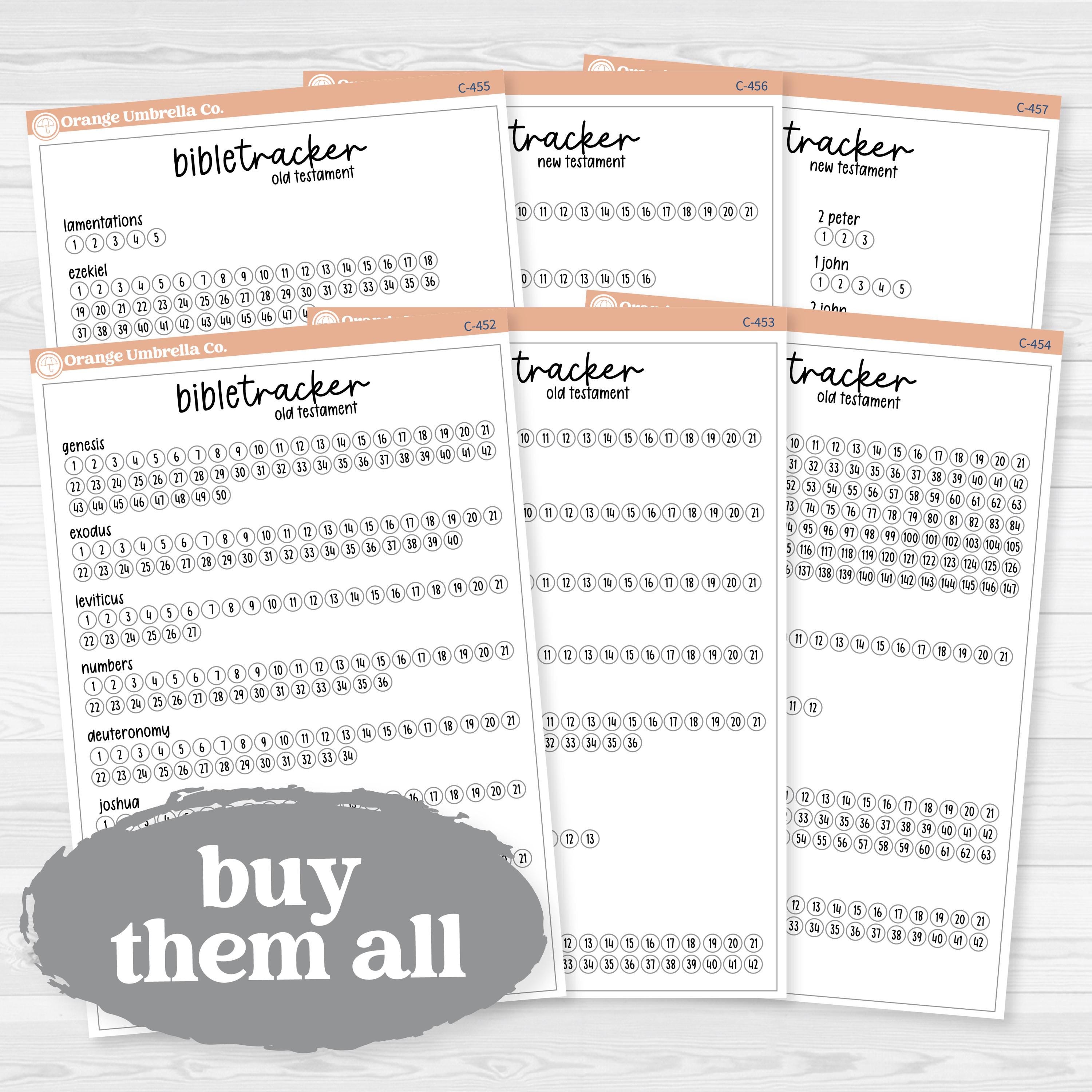 Bible Reading Tracker Dashboard | 7x9 Full Sheet Sticker | C-452 to C-457