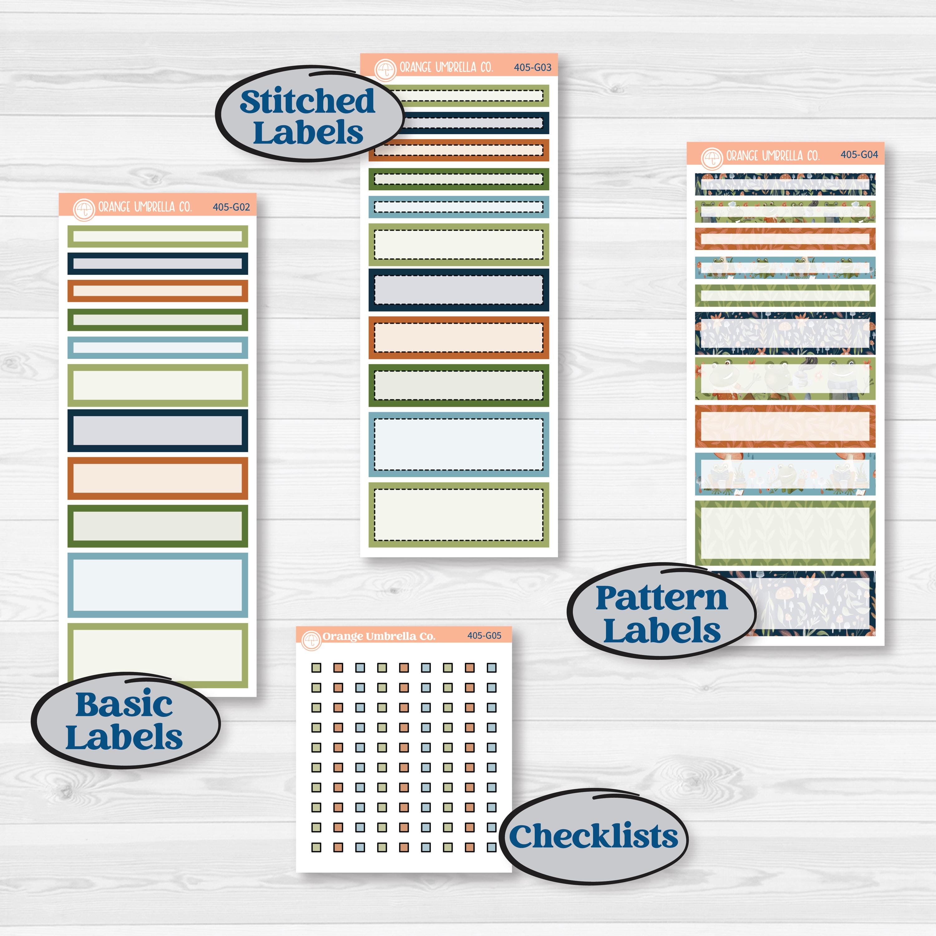 Woodland Frog Planner Kit | A5 Compact Vertical Planner Kit Stickers for Erin Condren | Cameron | KIT-405-G
