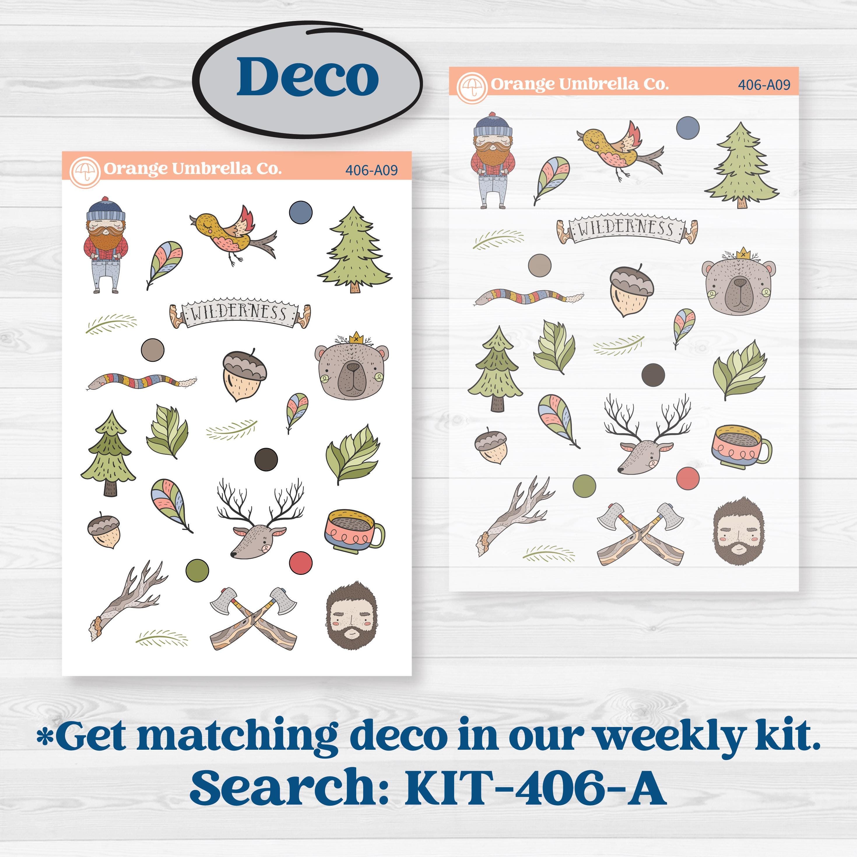 Wilderness Fall Stickers | Journaling Kit Planner Stickers | Lumberjack | KIT-406-D