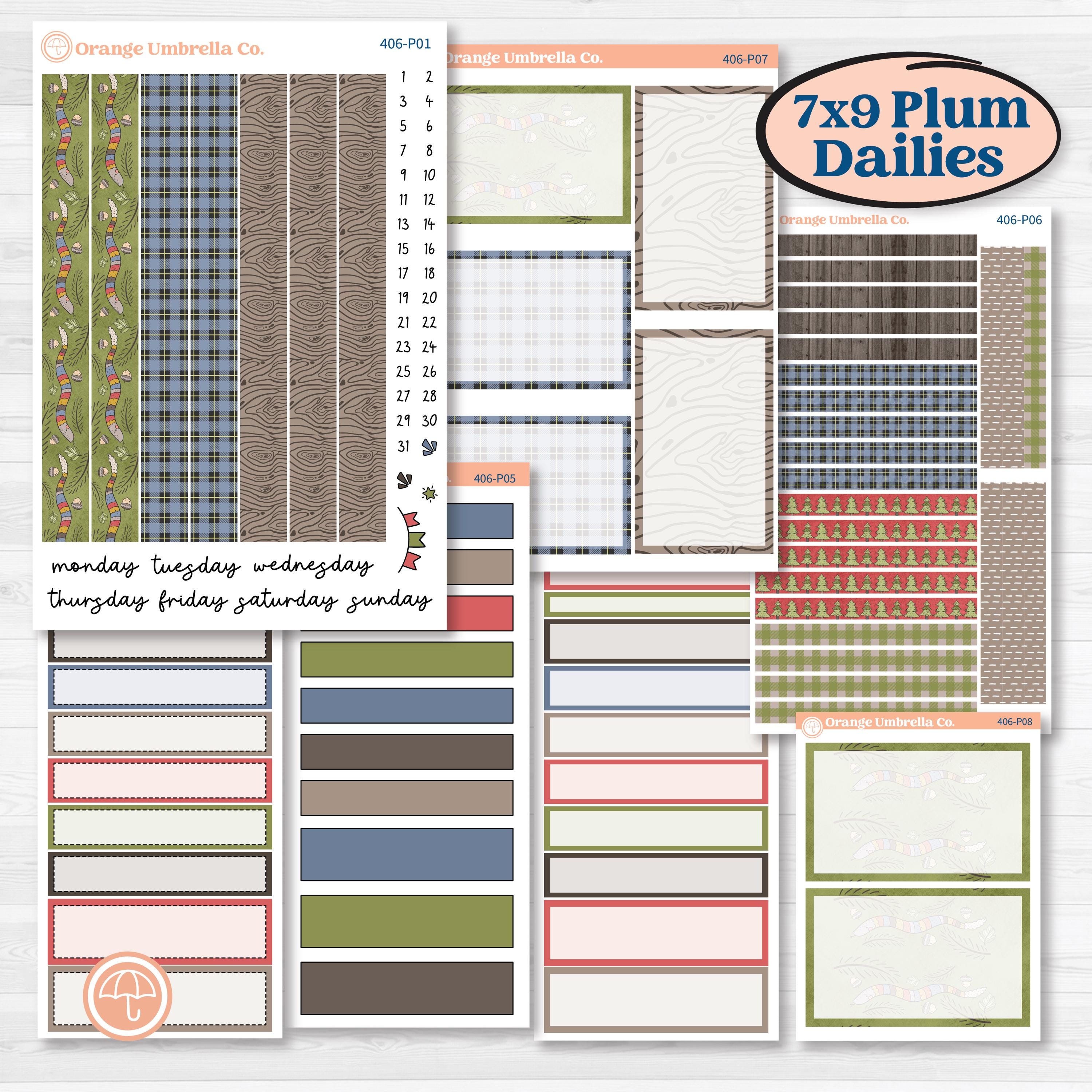 Wilderness Fall Stickers | 7x9 Plum Daily Planner Kit Stickers | Lumberjack | KIT-406-P