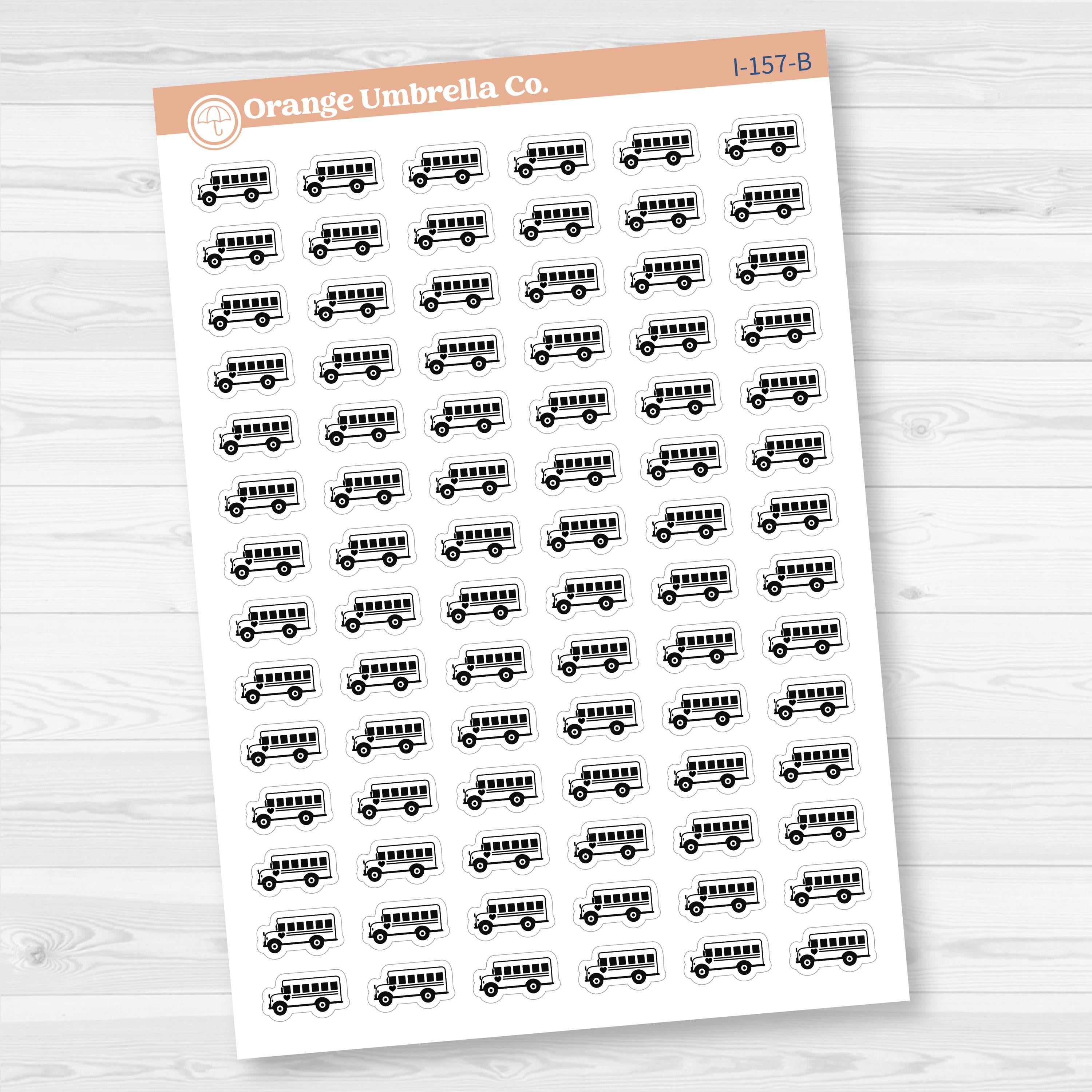 School Bus Icon Planner Stickers | School Related Icons | I-157