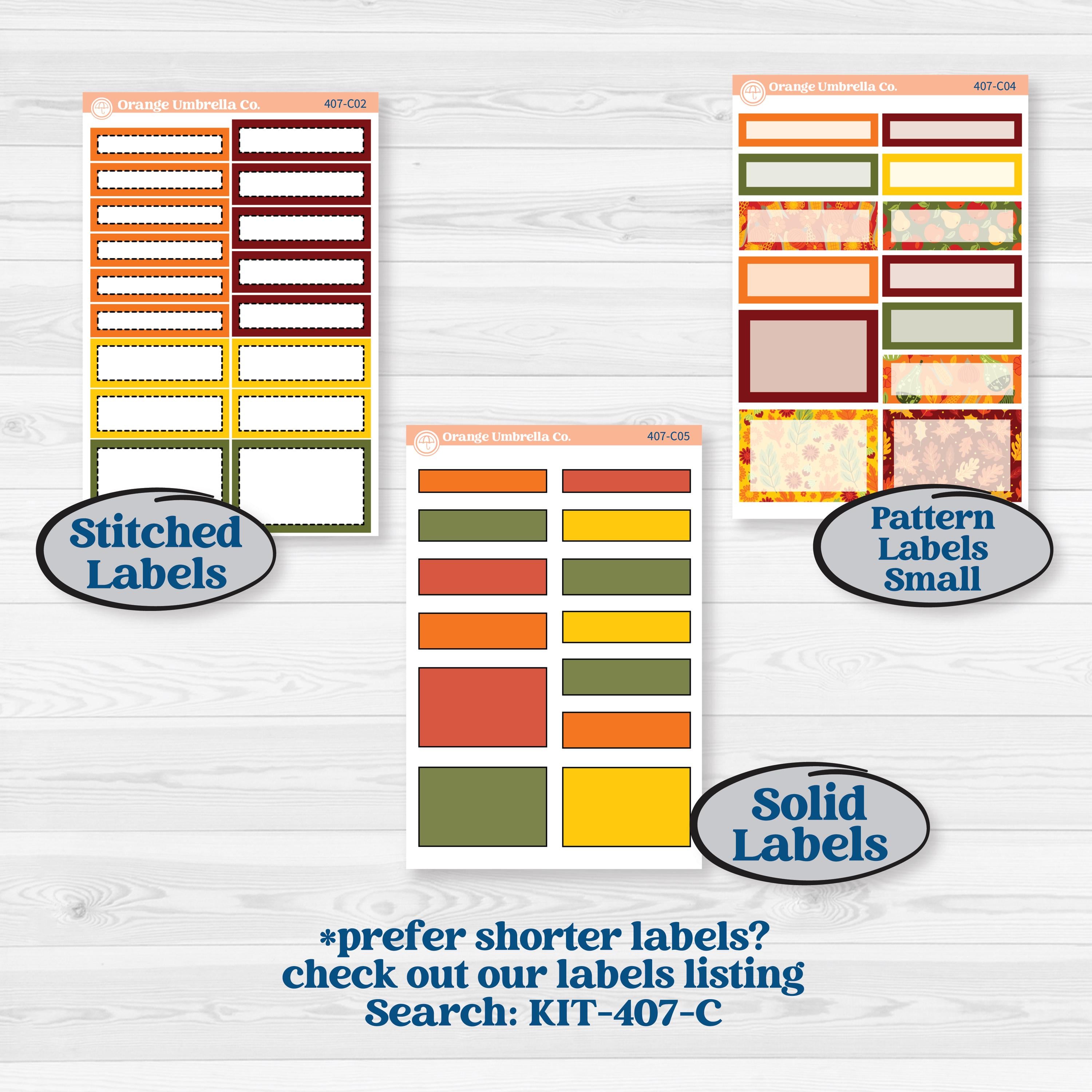 Colorful Autumn Stickers | A5 Plum Daily Planner Kit Stickers | Vivid | KIT-407-N