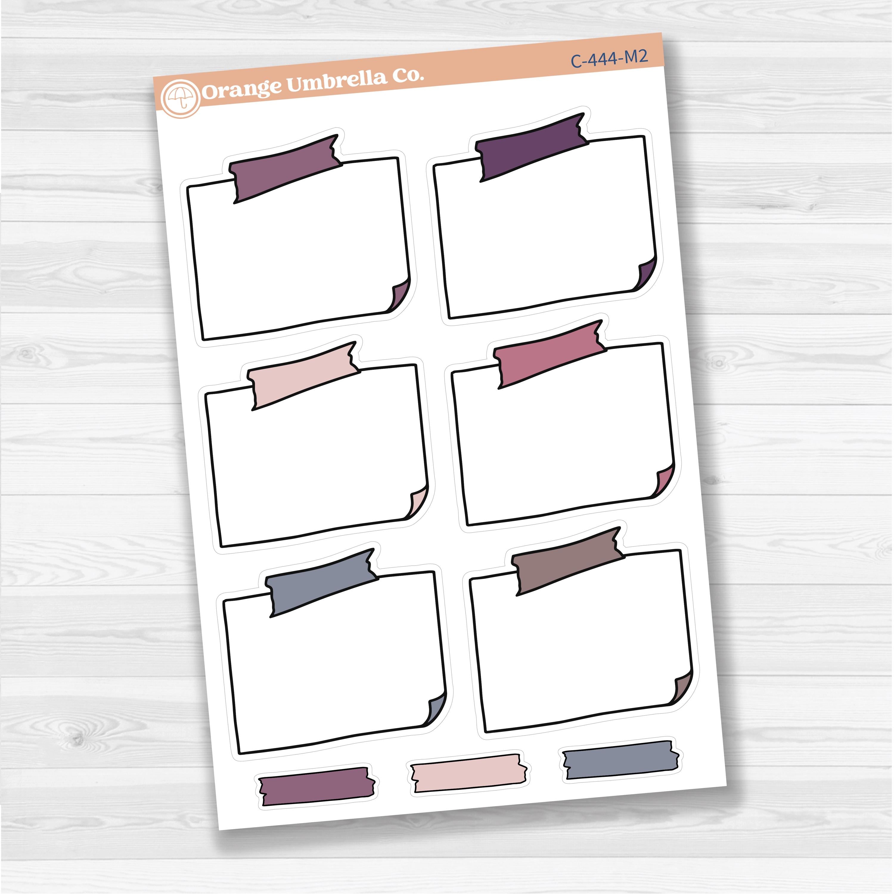 Sticker sheet with large rectangular washi tape journaling boxes for planners, scrapbooking, and Bible journaling — white matte.
