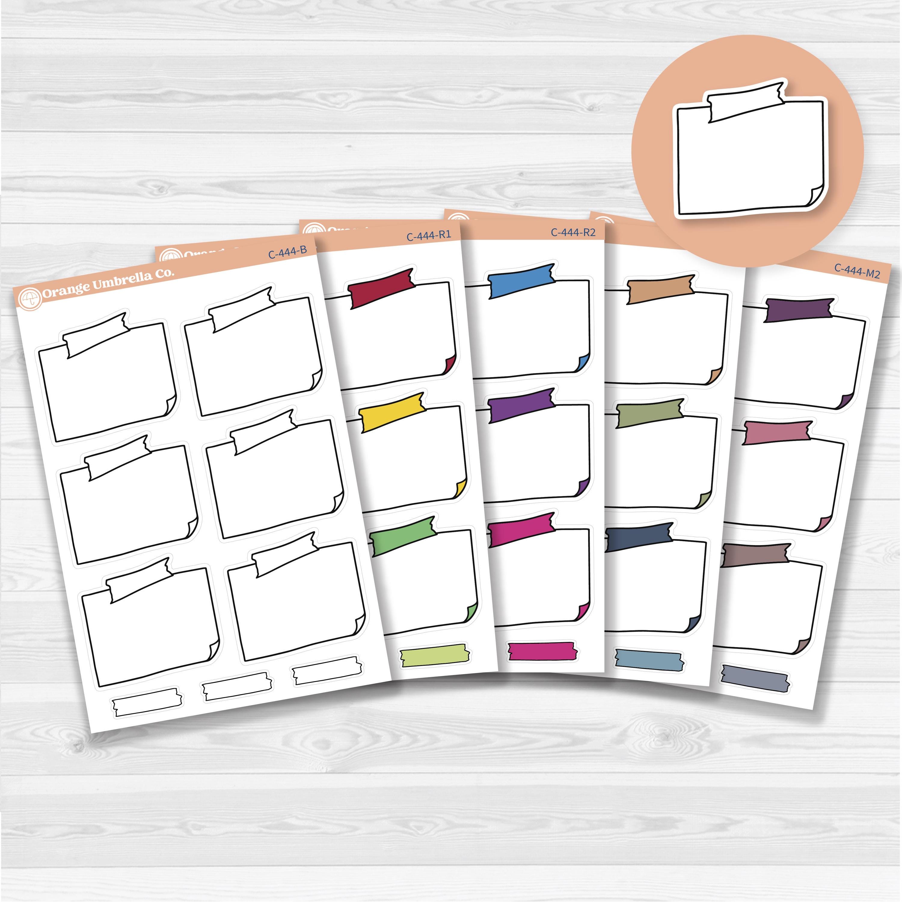 Sticker sheet with large rectangular washi tape journaling boxes for planners, scrapbooking, and Bible journaling — white matte.