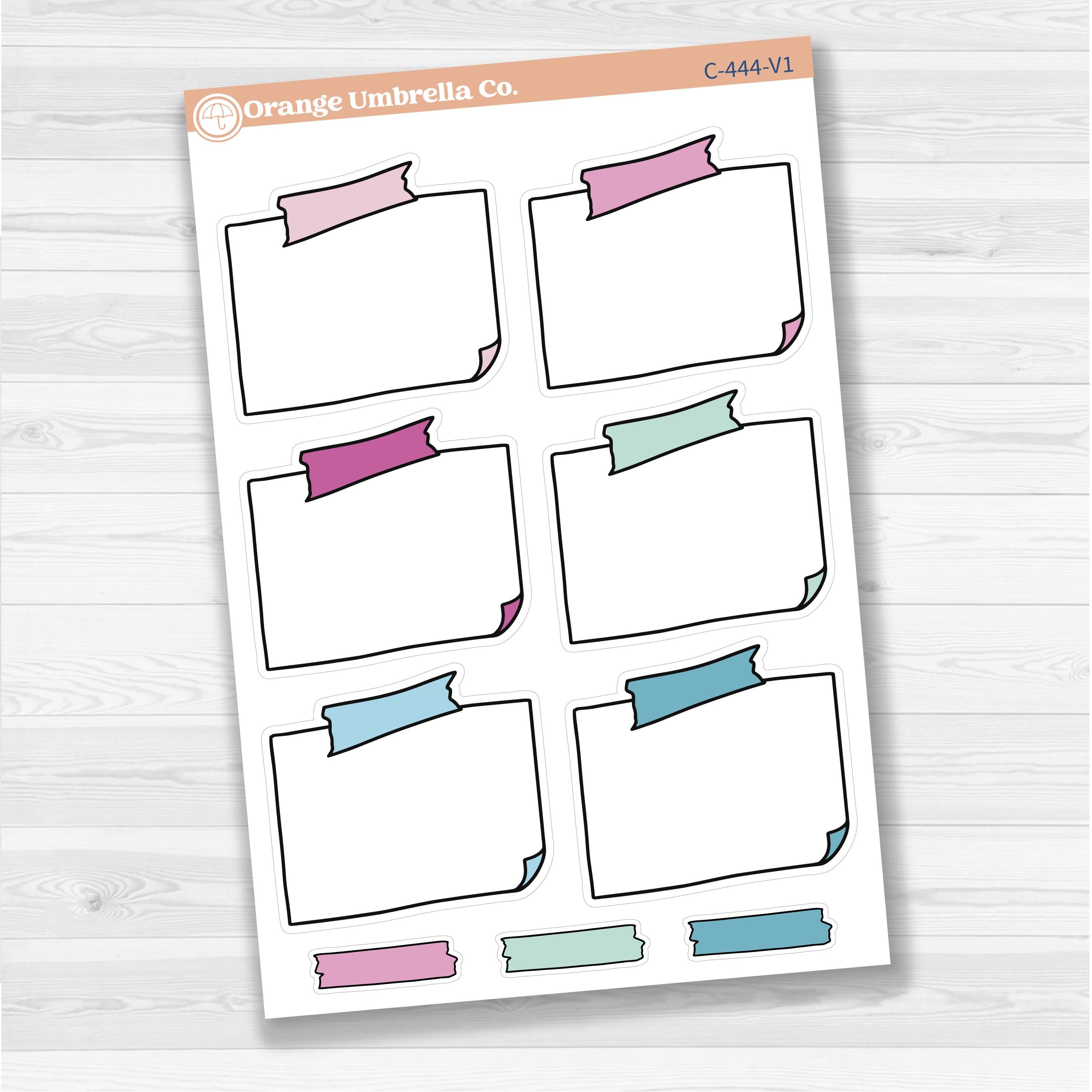 Sticker sheet with large rectangular washi tape journaling boxes for planners, scrapbooking, and Bible journaling — white matte.