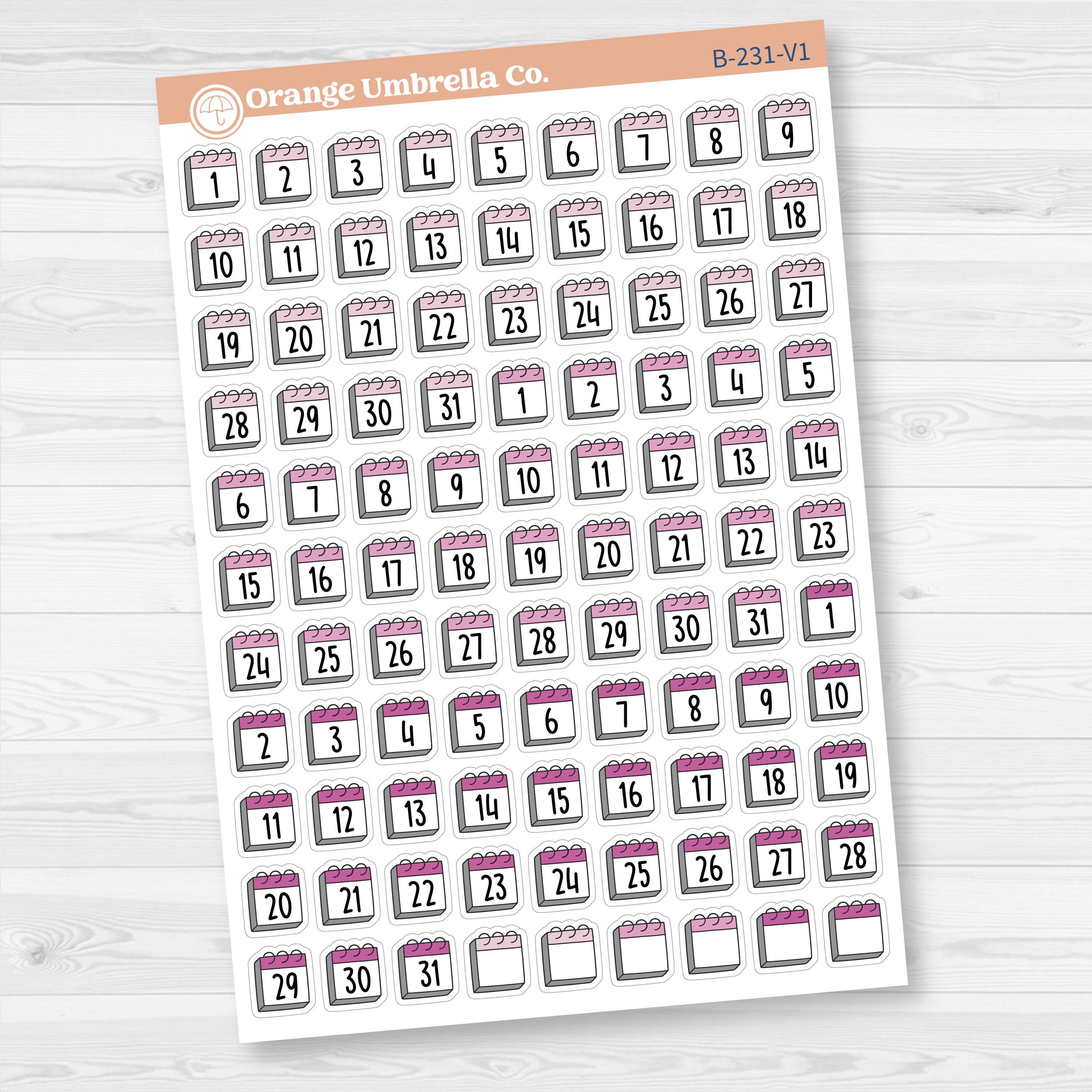 Calendar Date Dots | F17 Font Monthly Planner Stickers | B-231