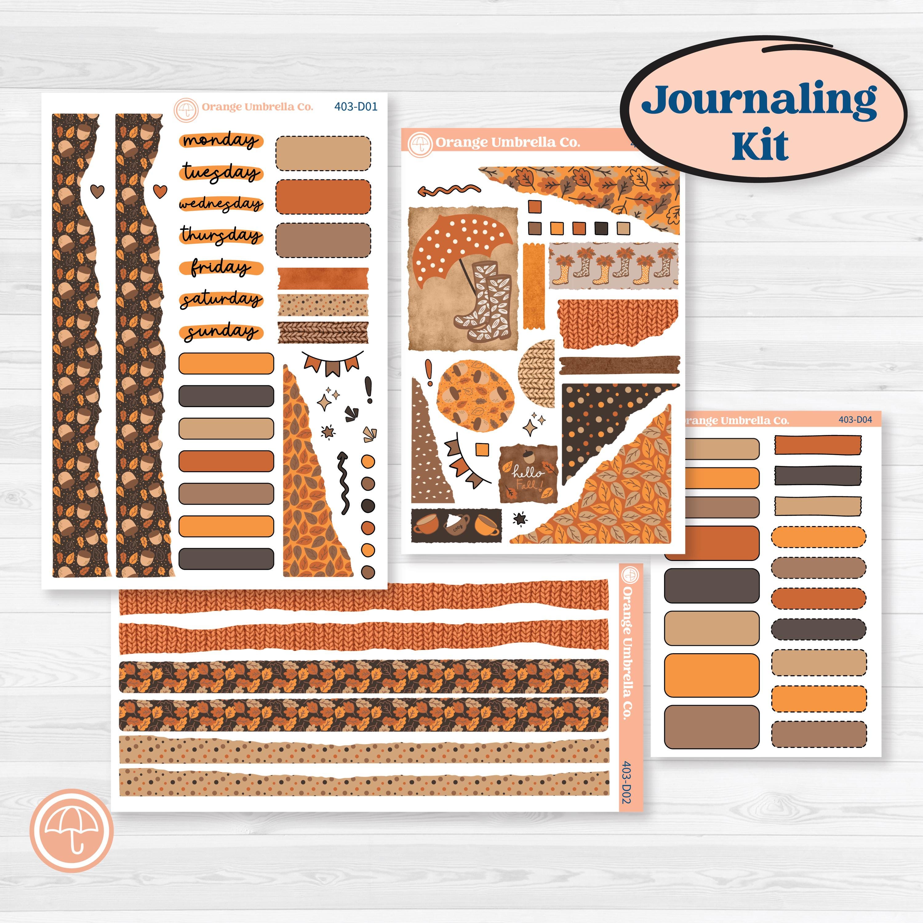 Fall Leaves Autumn Kit | Journaling Kit Planner Stickers | All Fall Down | KIT-403-D