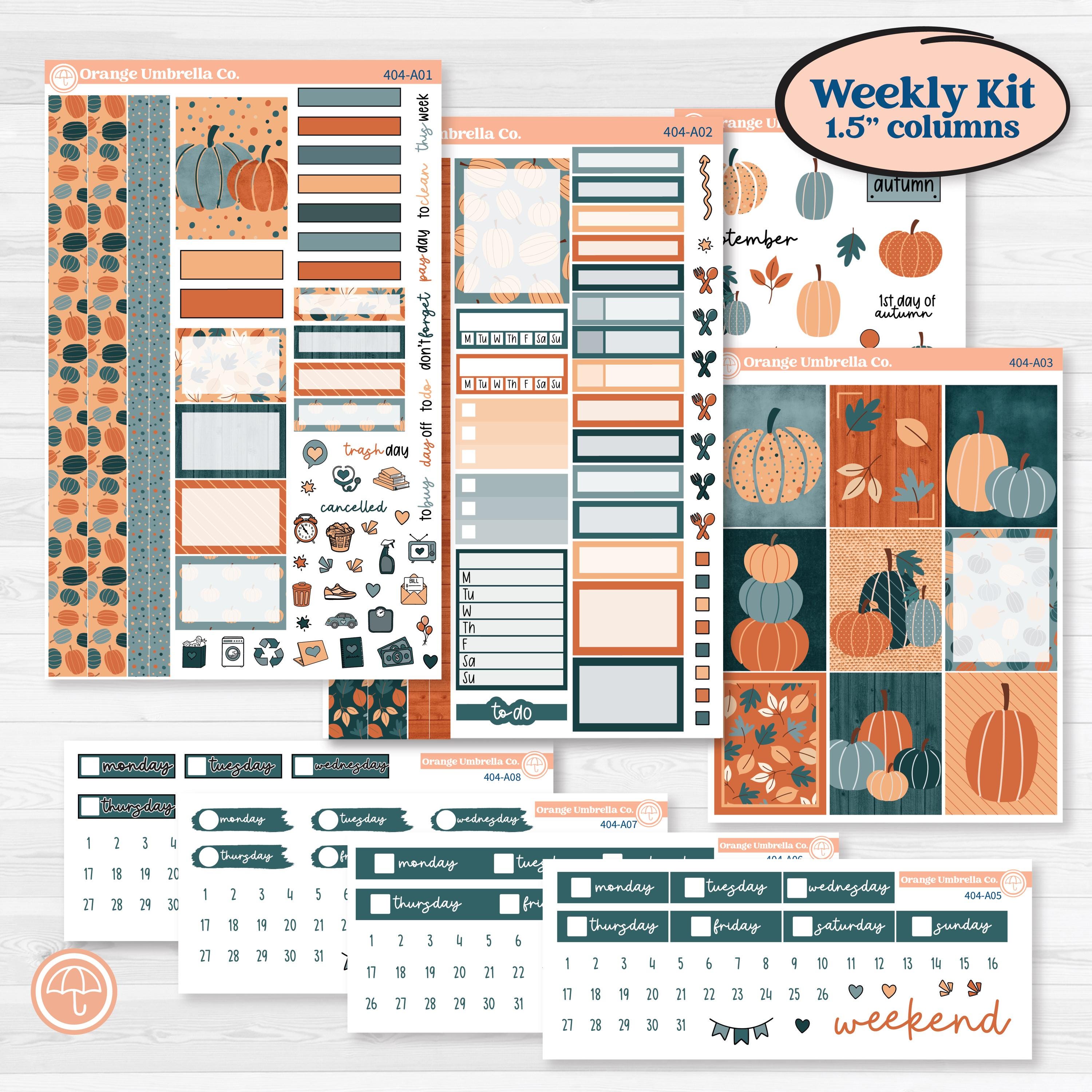 Bold Pumpkin Planner Kit | Weekly Sticker Kit for Vertical Planners like Erin Condren | Perfect Pumpkin | KIT-404-A