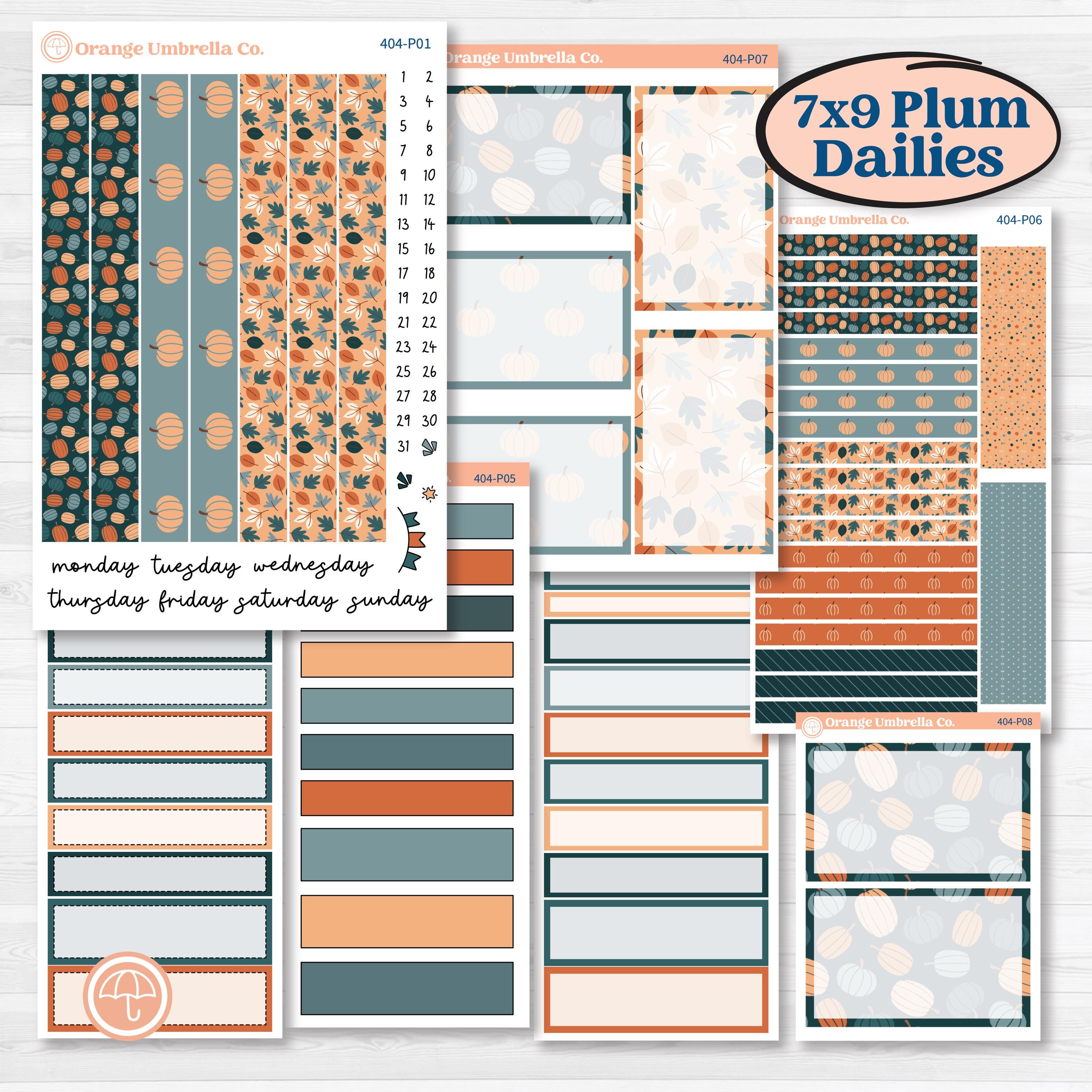 Bold Pumpkin Planner Kit | 7x9 Plum Daily Planner Kit Stickers | Perfect Pumpkin | KIT-404-P