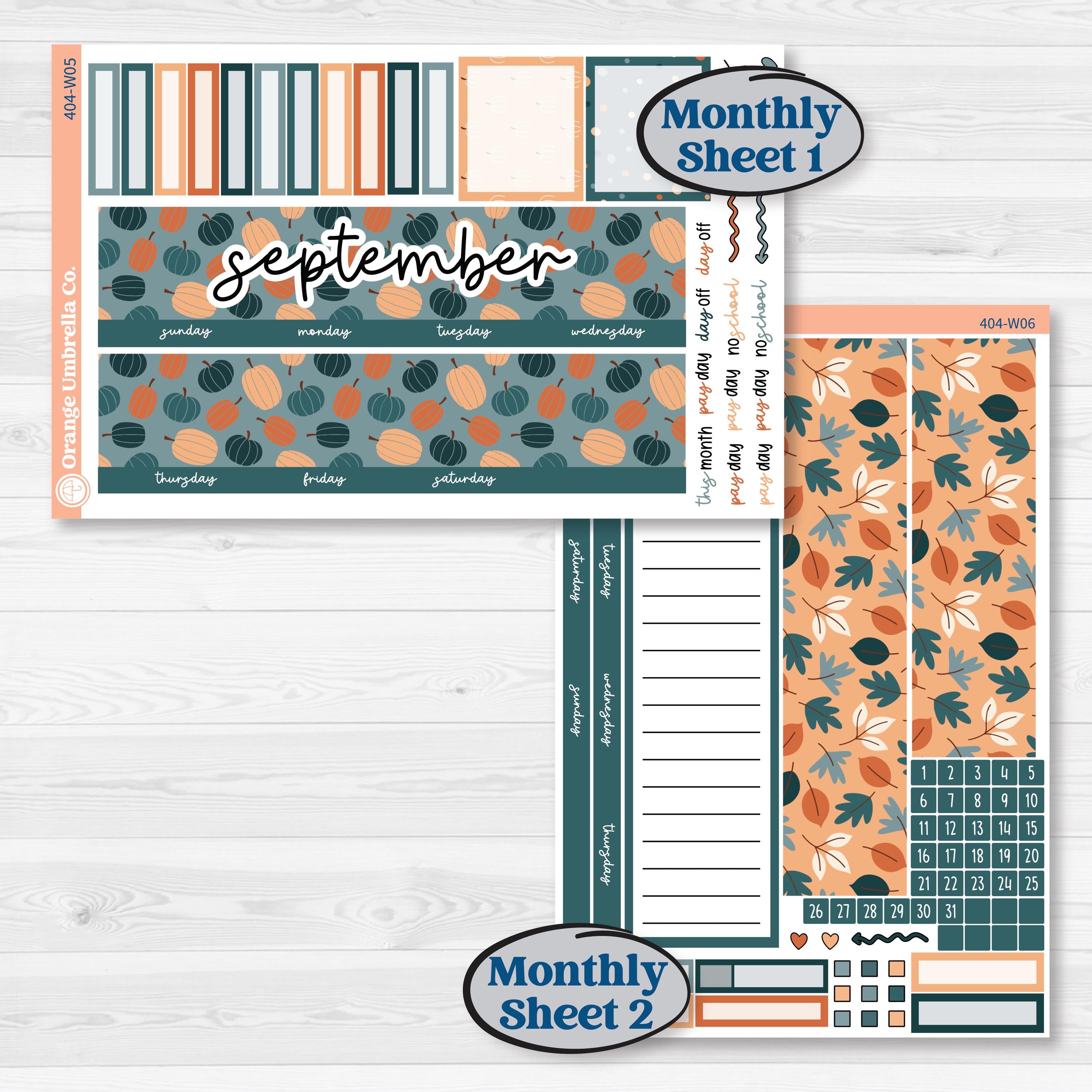 Bold Pumpkin Planner Kit | 7x9 Erin Condren Life Planner Monthly & Dashboard Sticker Kit | 2024-2025 Planners | Perfect Pumpkin | KIT-404-W