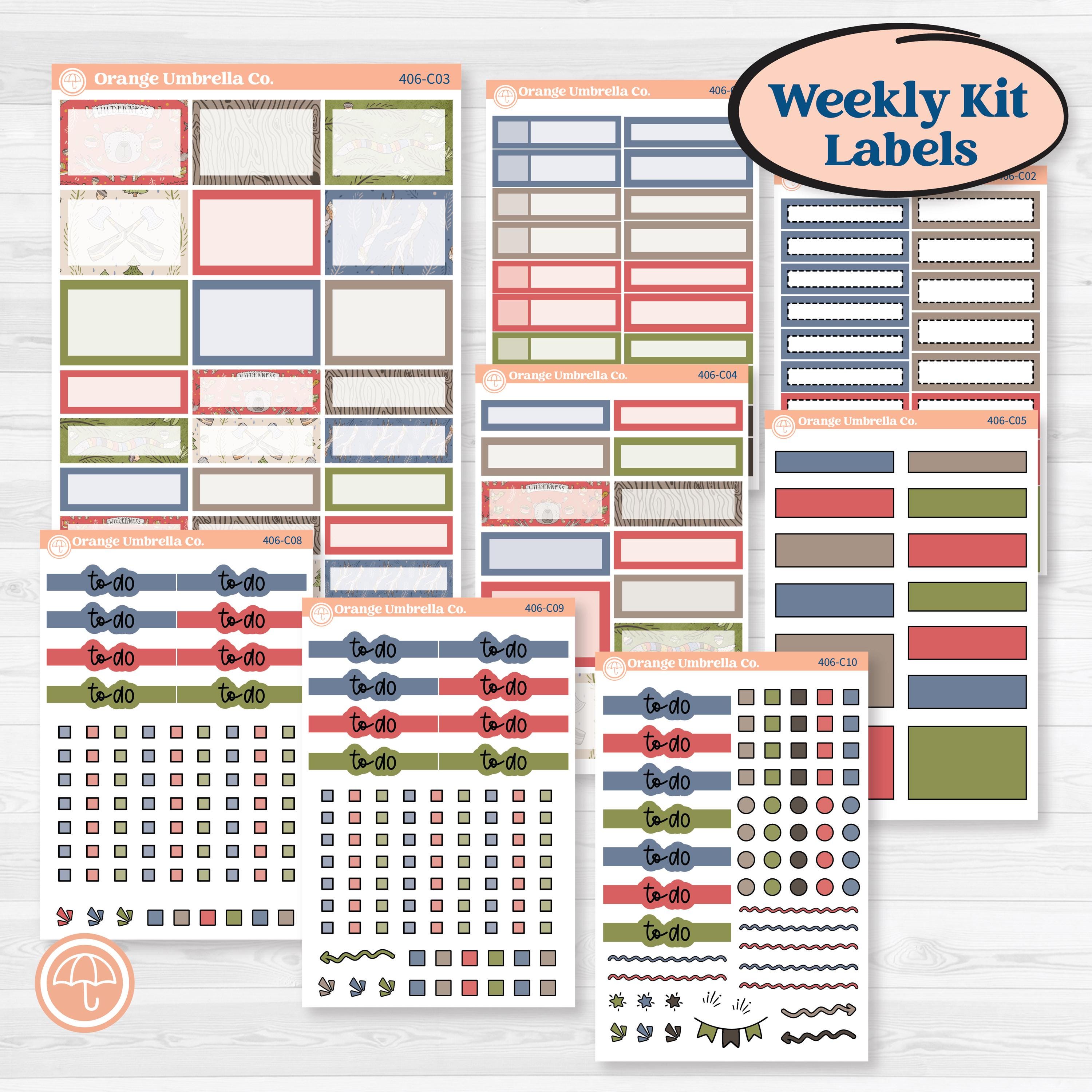 Wilderness Fall Stickers | Weekly Add-On Labels Planner Kit Stickers | Lumberjack | KIT-406-C