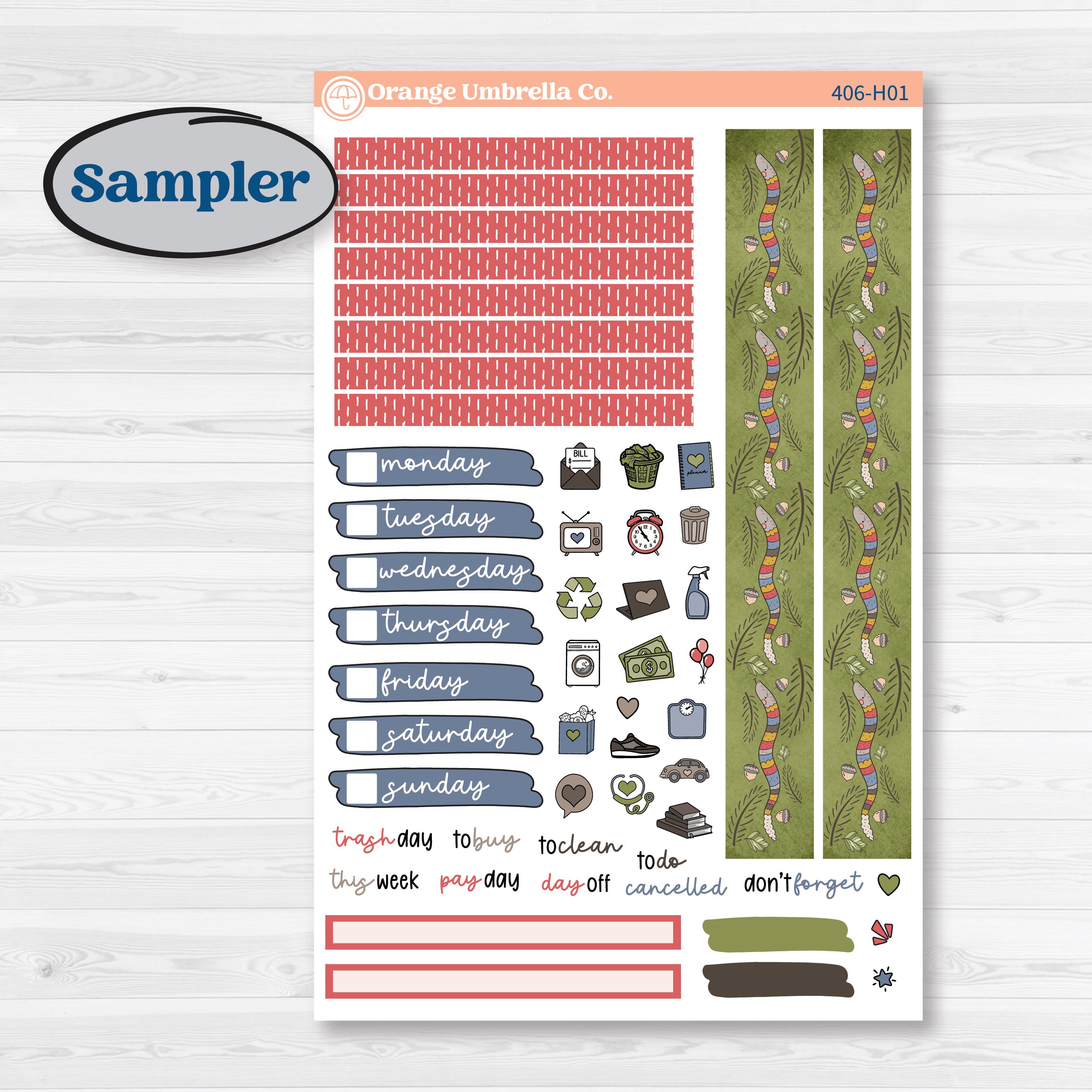 Wilderness Fall Stickers | 7x9 Compact Vertical Planner Kit Stickers | Lumberjack | KIT-406-H