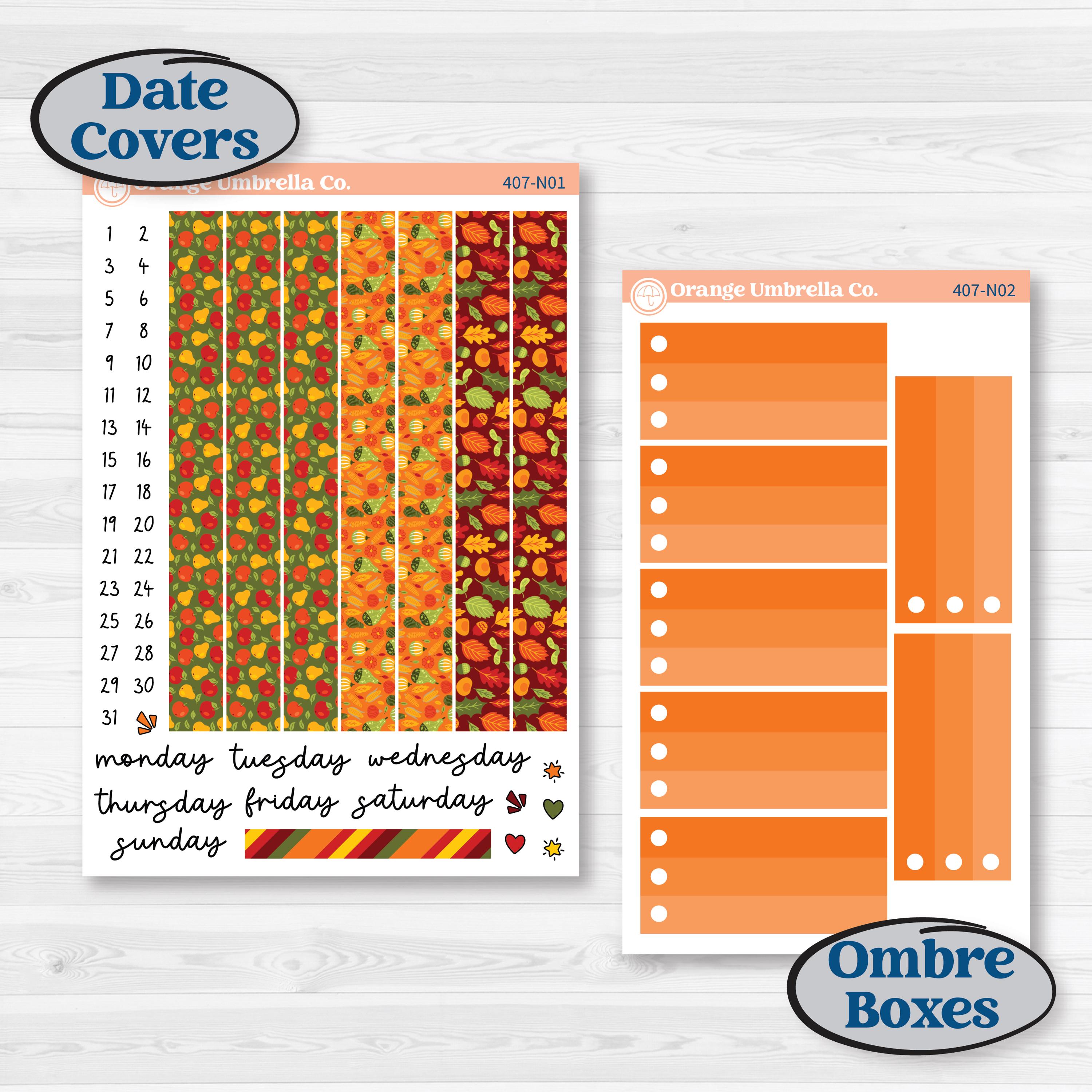 Colorful Autumn Stickers | A5 Plum Daily Planner Kit Stickers | Vivid | KIT-407-N