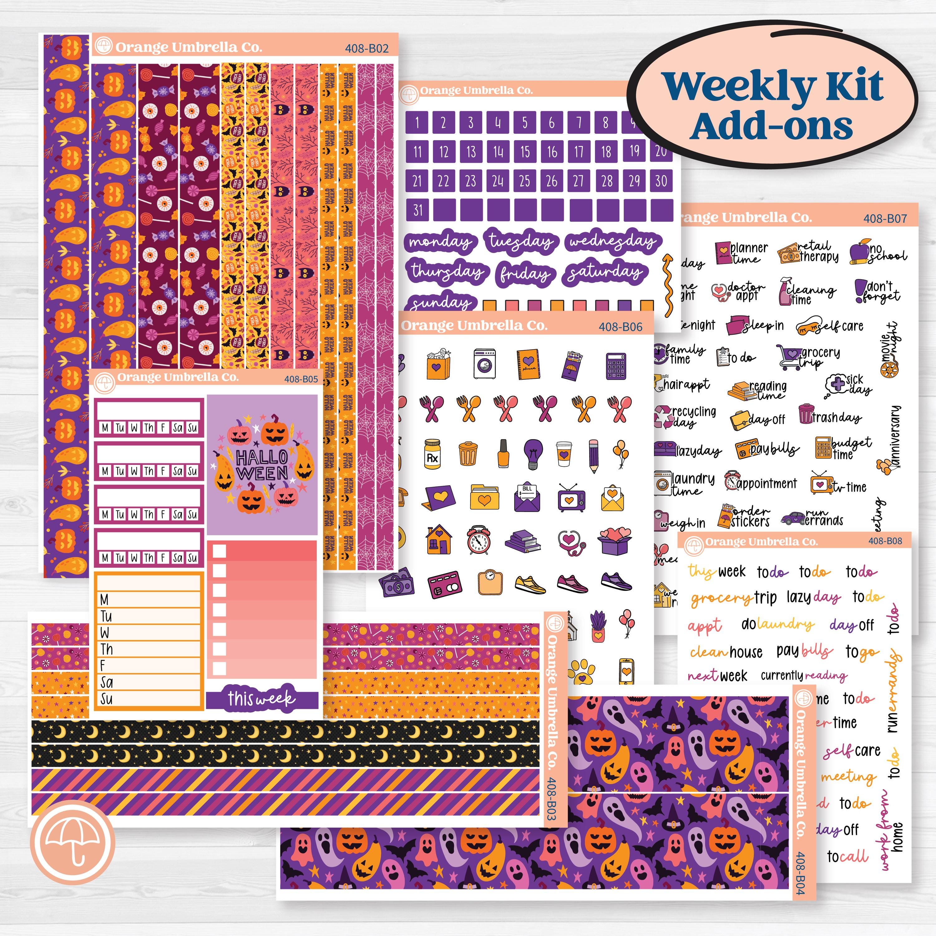 Spooky Halloween Planner Kit | Cute October Stickers | Orange Umbrella Co.