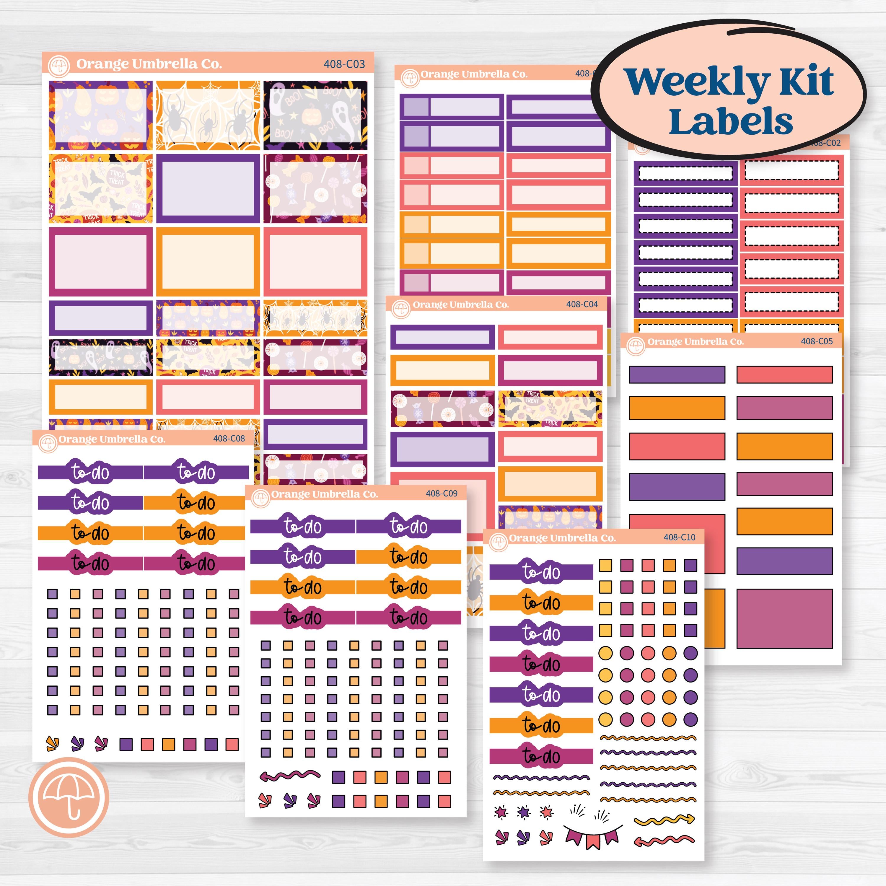 Spooky Halloween Planner Kit | Cute October Stickers | Orange Umbrella Co.
