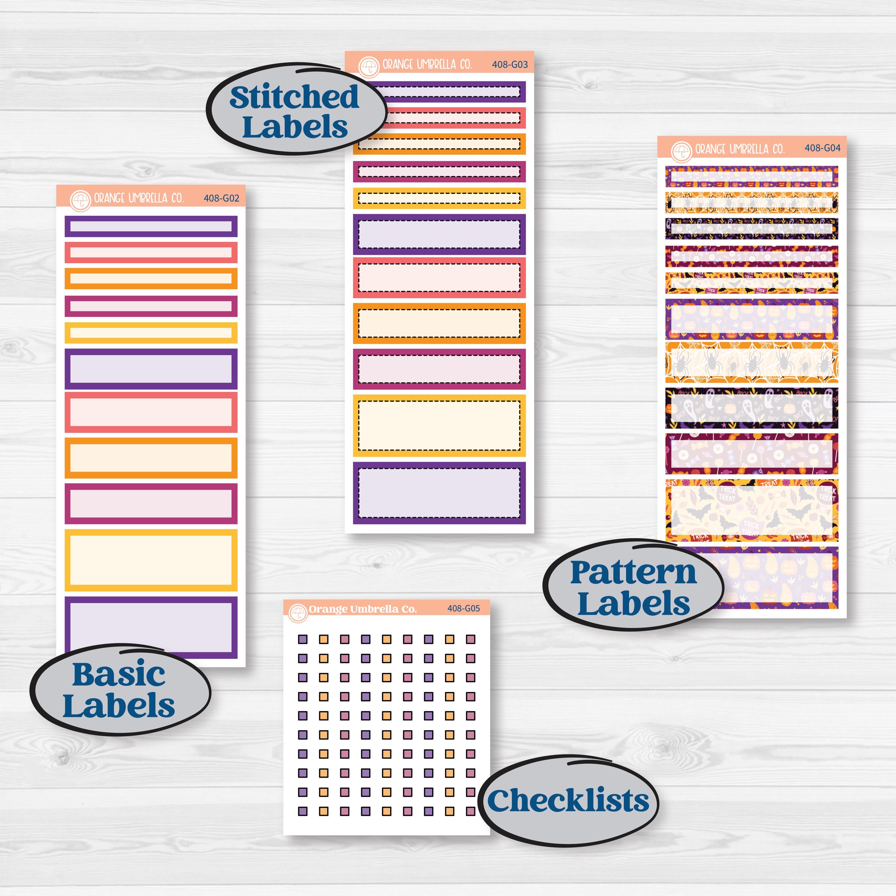Purple Halloween Kit | A5 Compact Vertical Planner Kit Stickers for Erin Condren | Gone Batty | KIT-408-G