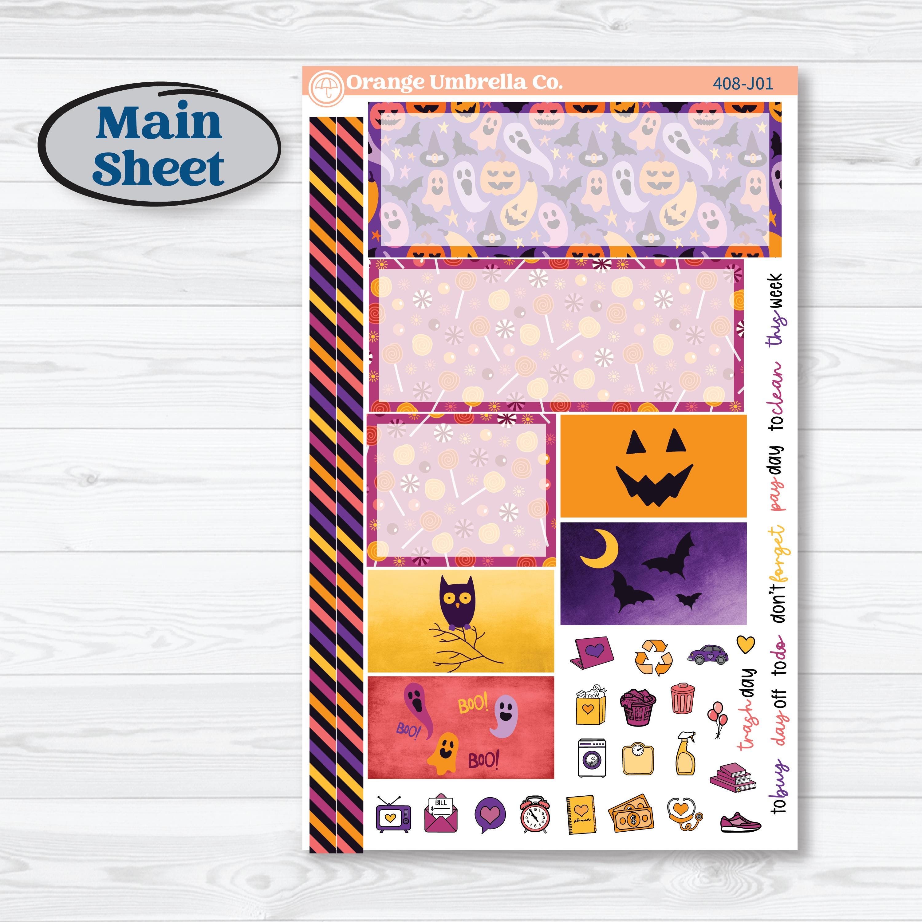 Purple Halloween Kit | Plum Vertical Priorities 7x9 Planner Kit Stickers | Gone Batty | KIT-408-J