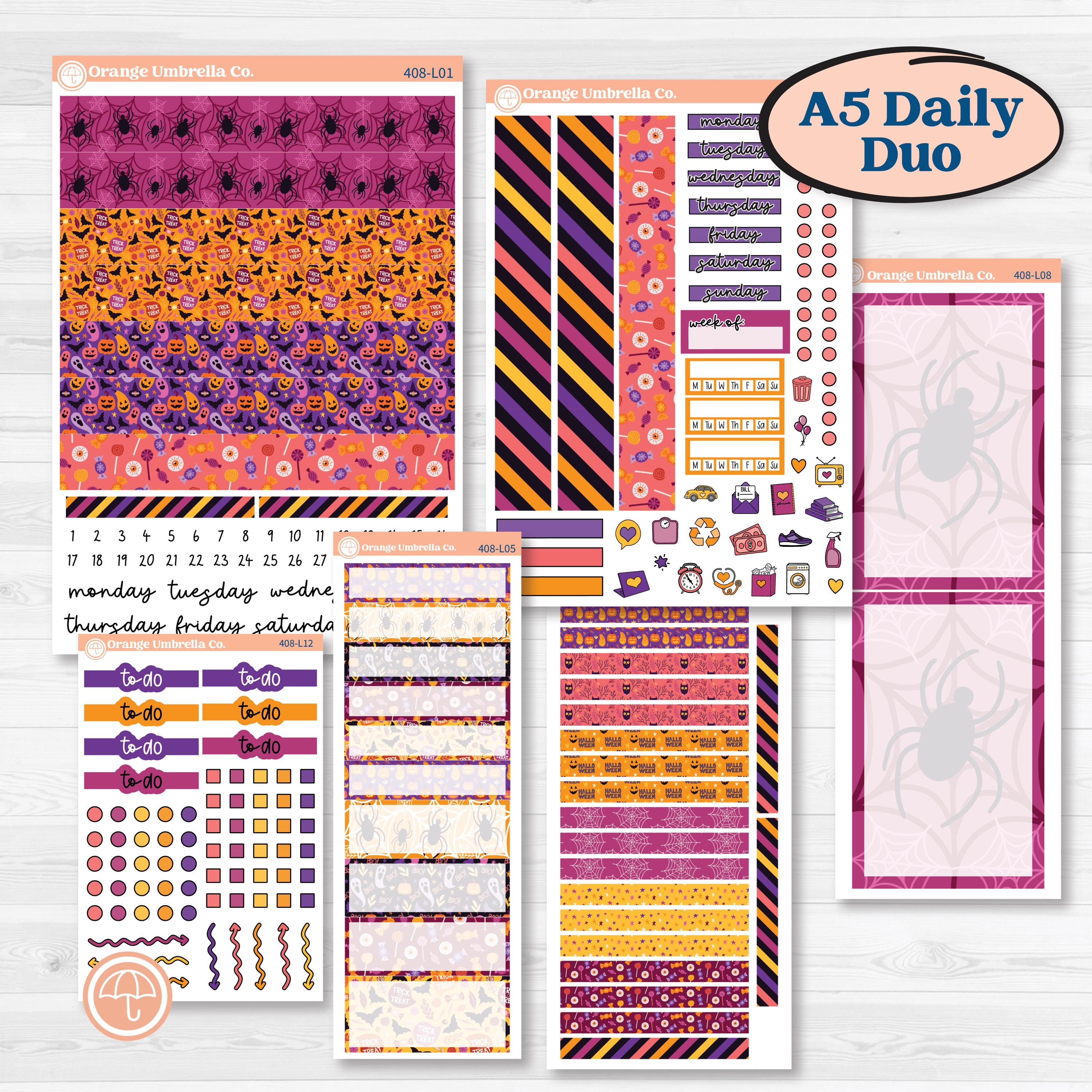 Spooky Halloween Planner Kit | Cute October Stickers | Orange Umbrella Co.