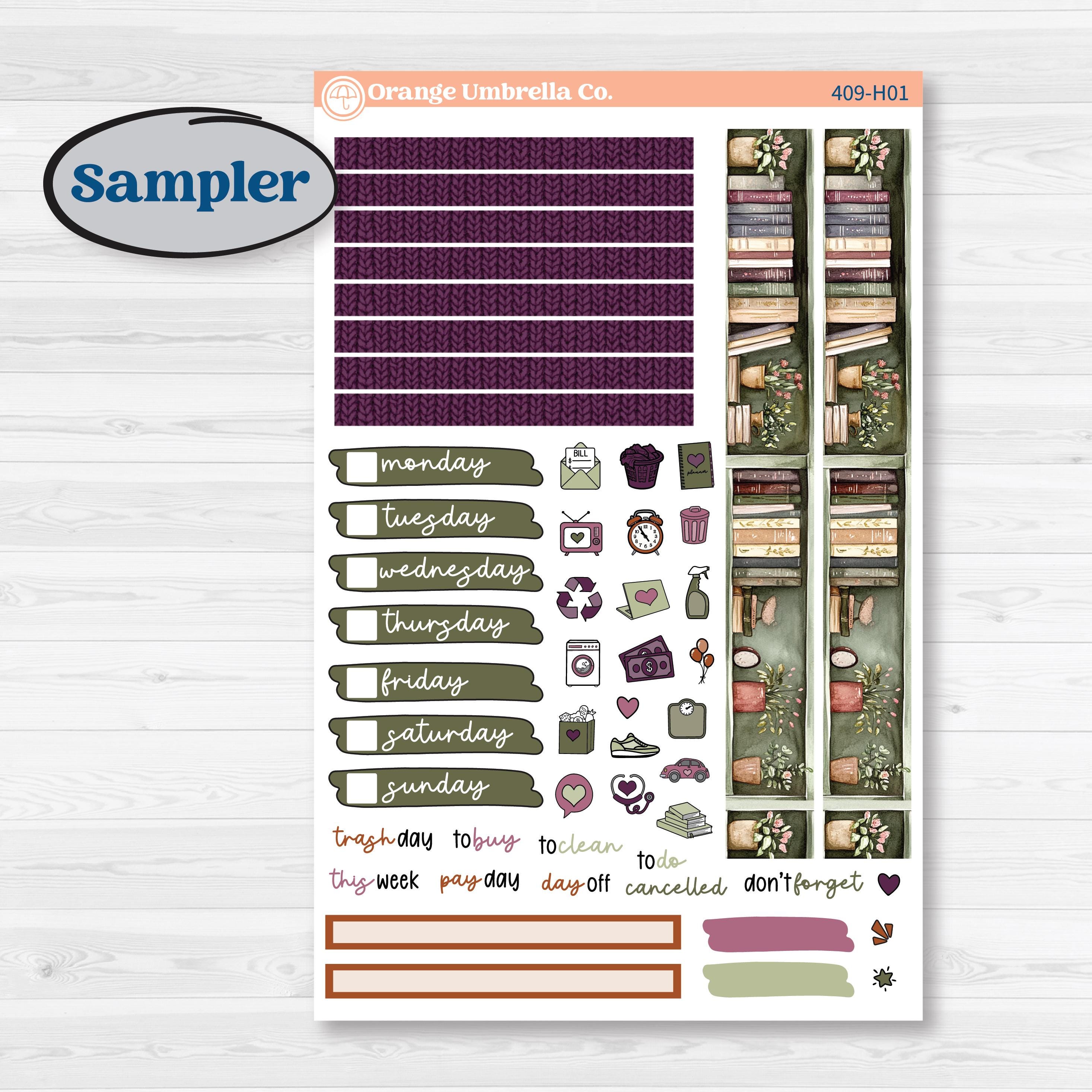Autumn Reading Kit | 7x9 Compact Vertical Planner Kit Stickers | Reading Season | KIT-409-H