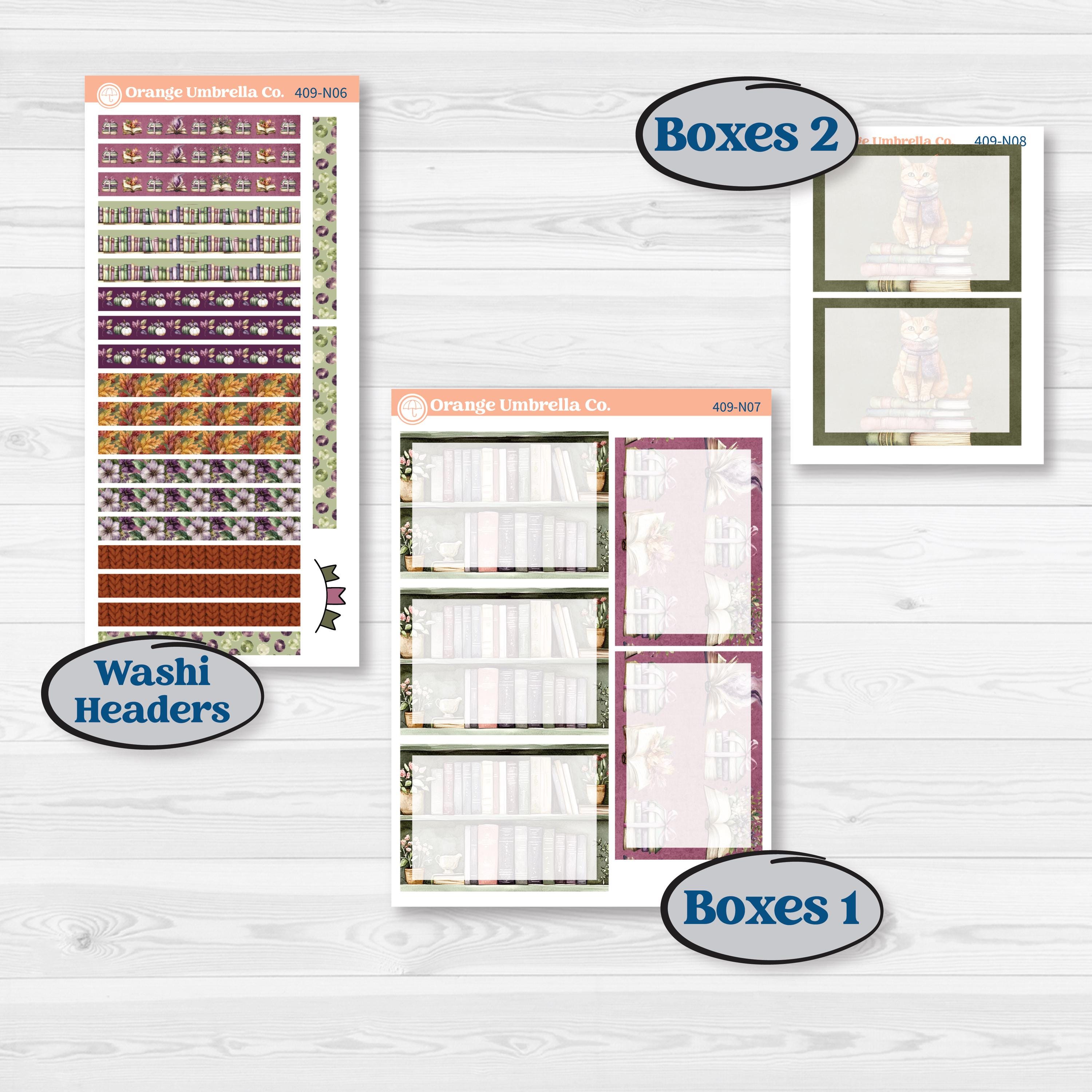 Autumn Reading Kit | A5 Plum Daily Planner Kit Stickers | Reading Season | KIT-409-N
