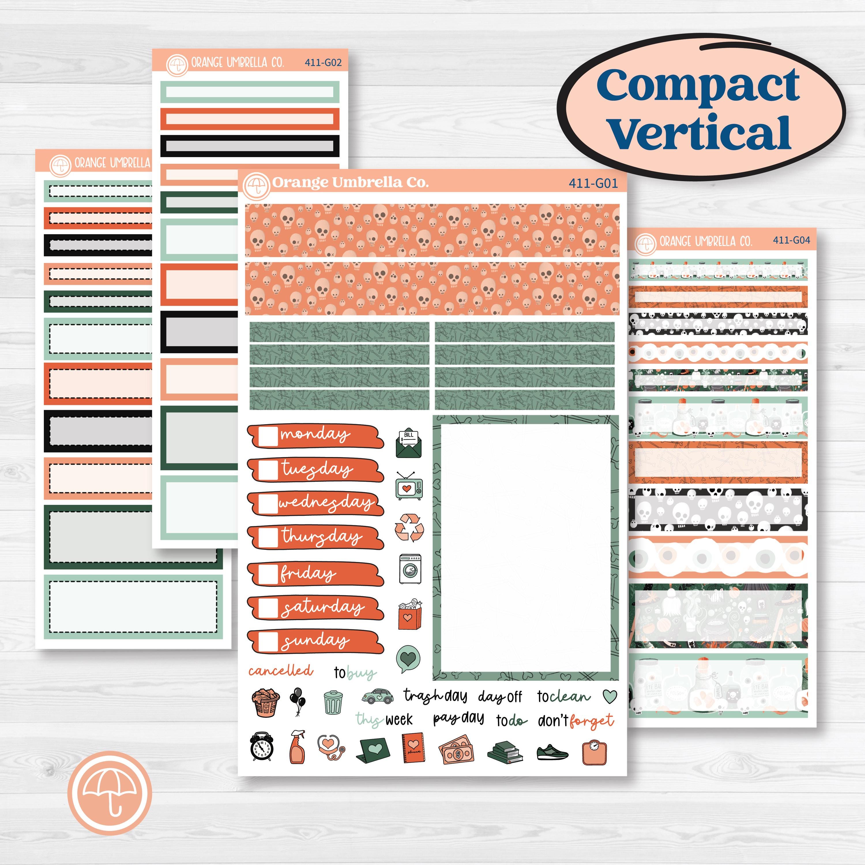 Spooky Halloween Kit | A5 Compact Vertical Planner Kit Stickers for Erin Condren | Witch’s Brew | KIT-411-G