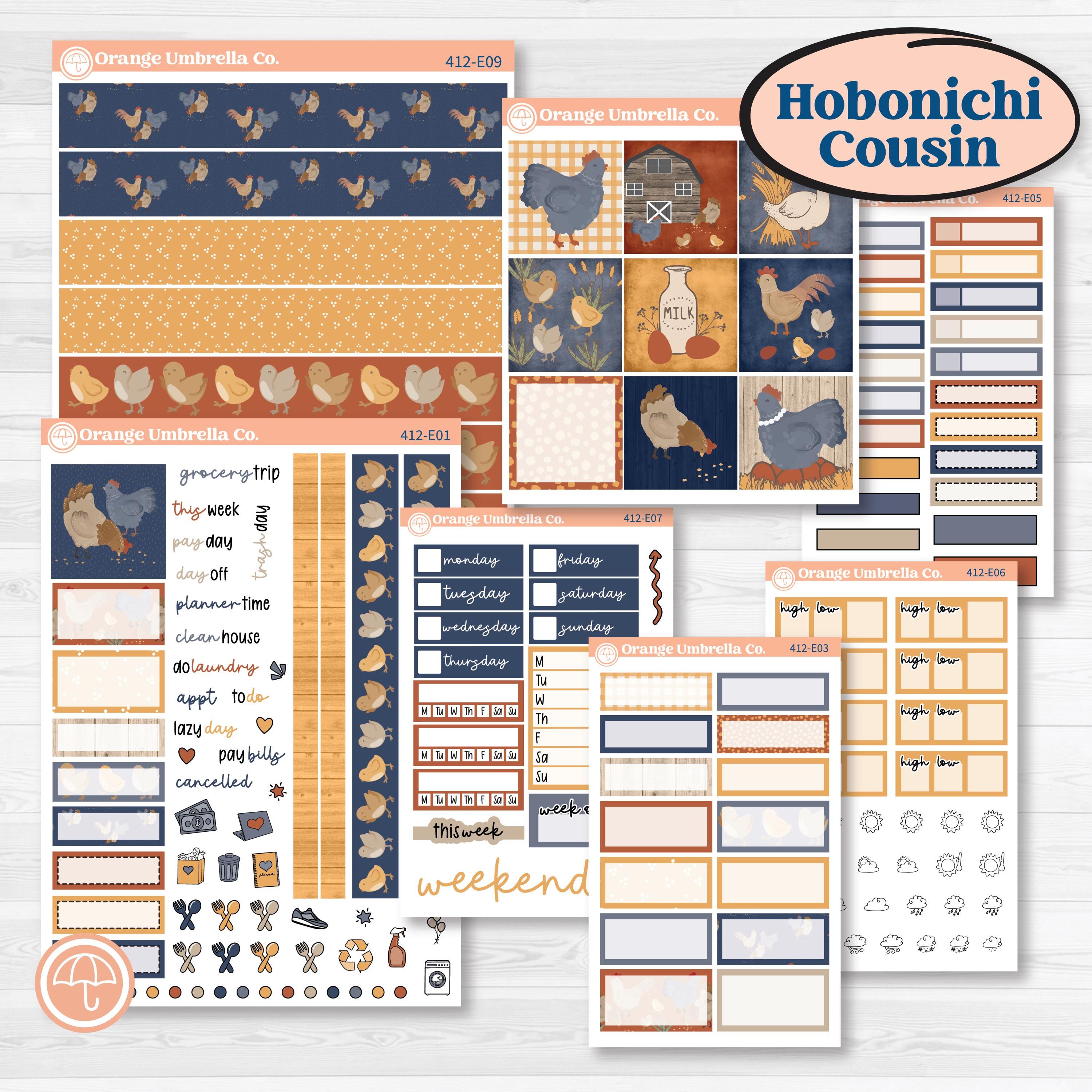 Chicken Planner Kit | Hobonichi Cousin Weekly & Daily Planner Kit Stickers | What the Flock | KIT-412-E