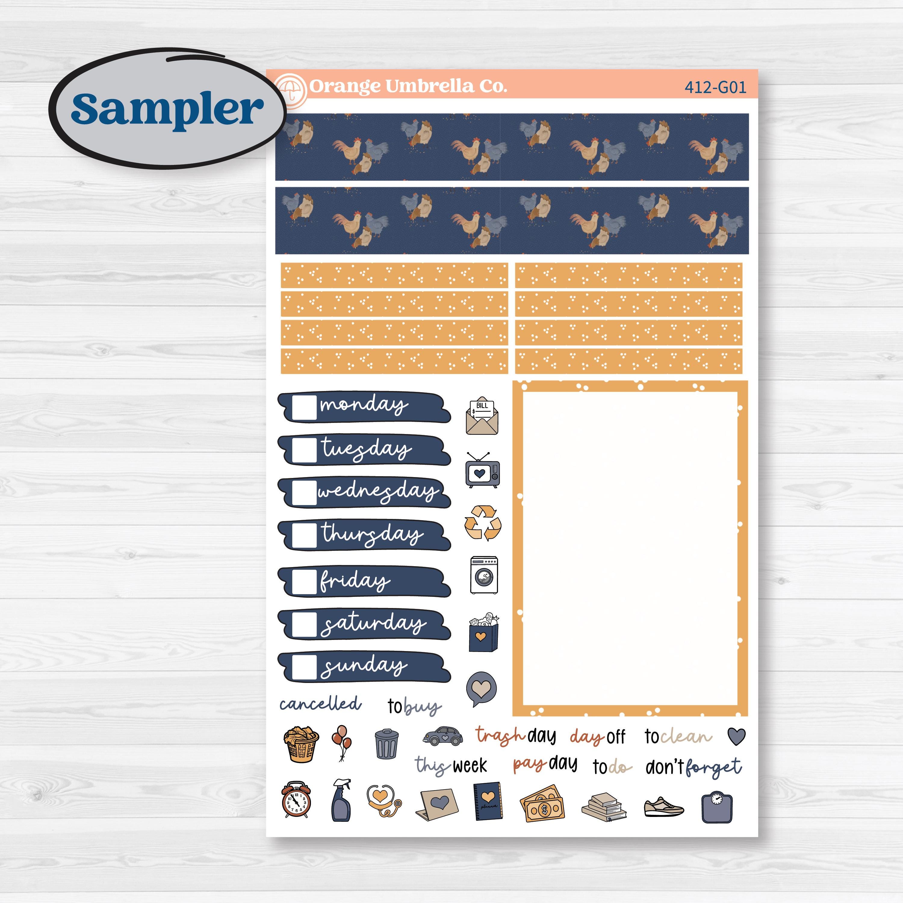 Chicken Planner Kit | A5 Compact Vertical Planner Kit Stickers for Erin Condren | What the Flock | KIT-412-G