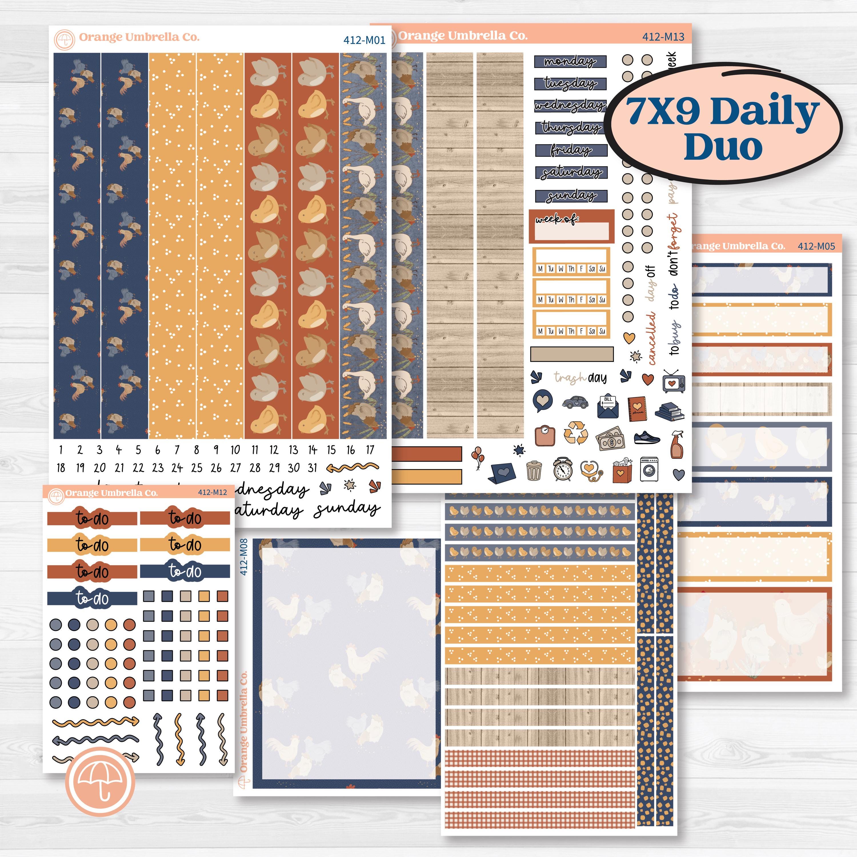 Chicken Planner Kit | 7x9 Erin Condren Daily Duo Planner Kit Stickers | What the Flock | KIT-412-M