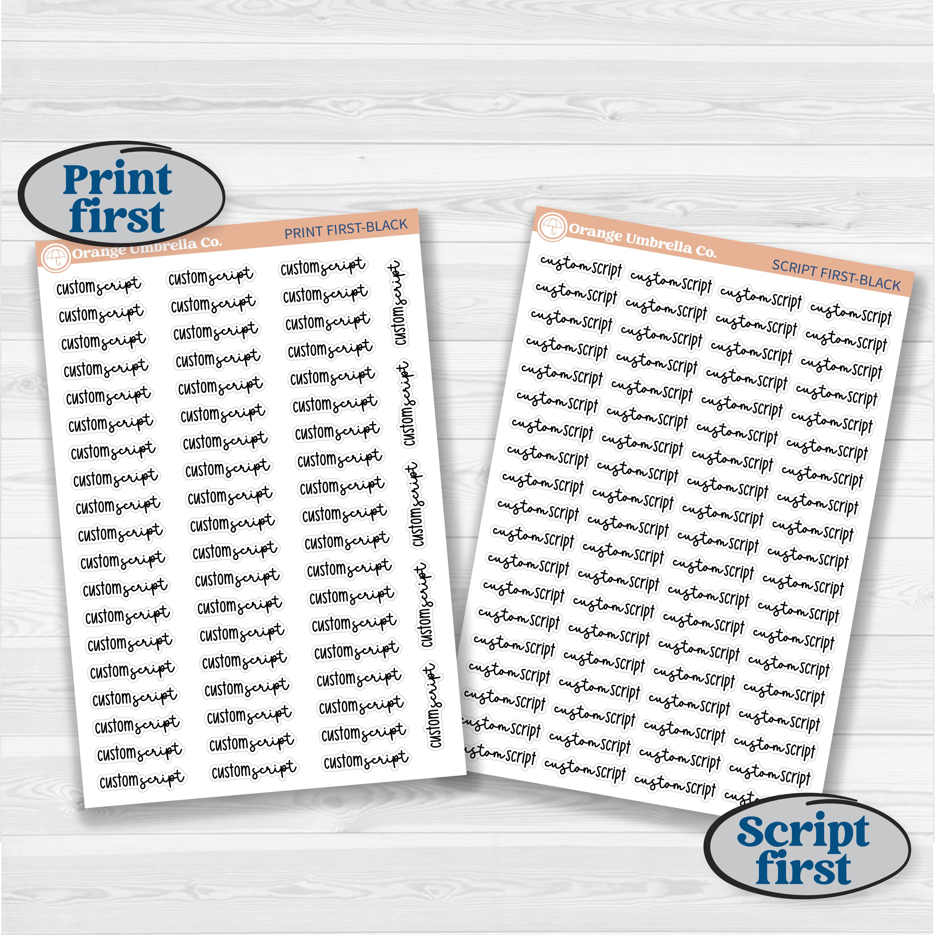 F18 Hobonichi Cousin Custom Script | *NEW* 2026 Kit Fonts | Custom Planner Stickers | 1 Word/Phrase per sheet | CustomF18-hobo