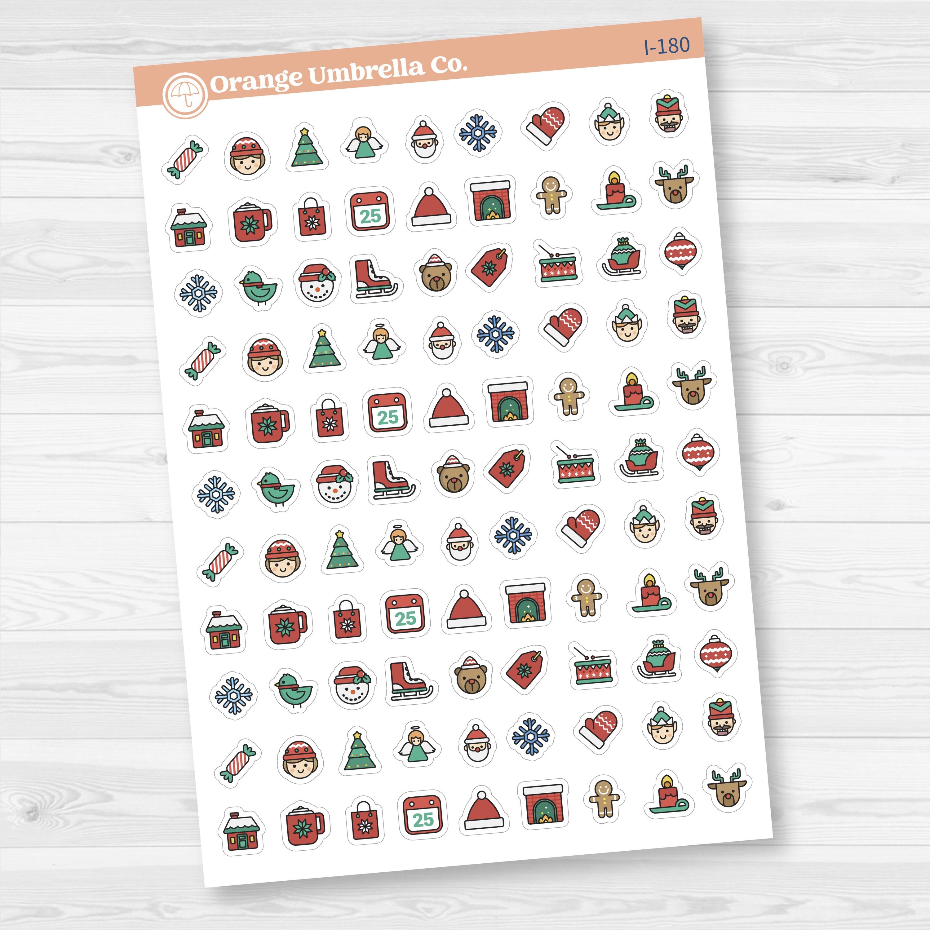 Christmas Icon Stickers | Holiday Planner Icons for Journals & Planners | I-180