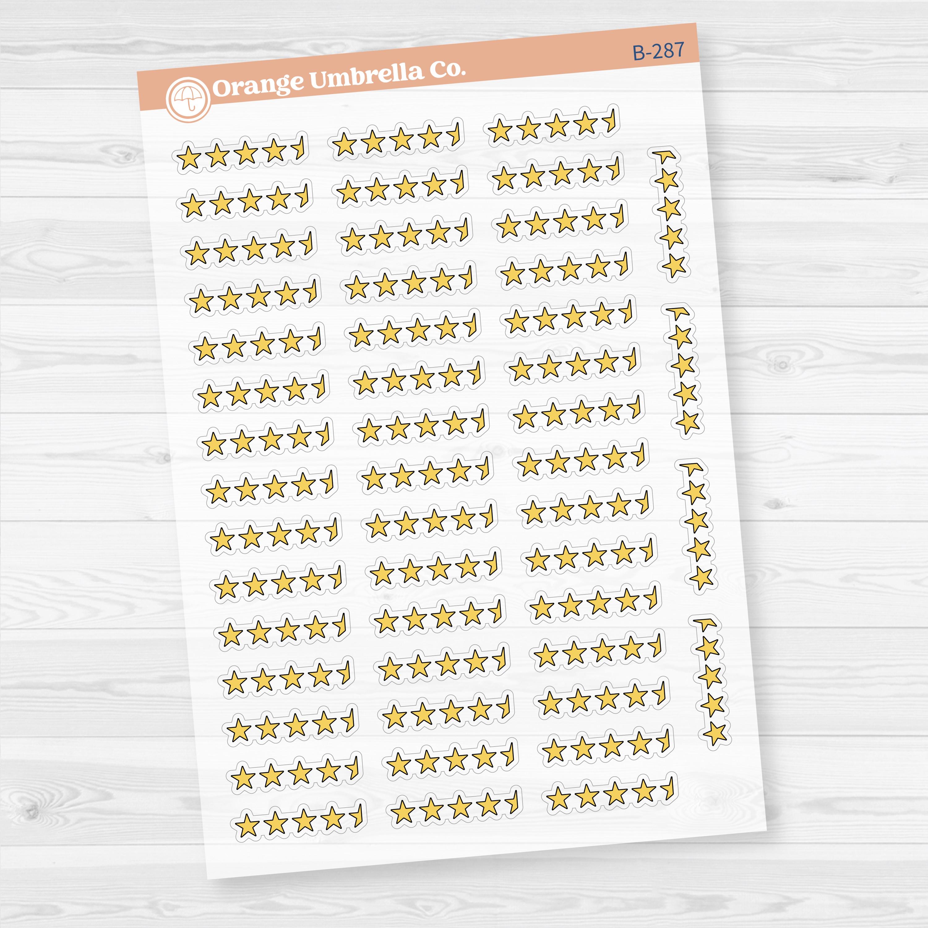 Star Rating Stickers | Reading and Hobby Trackers for Journals & Planners | Clear Matte | B-284-287-CM